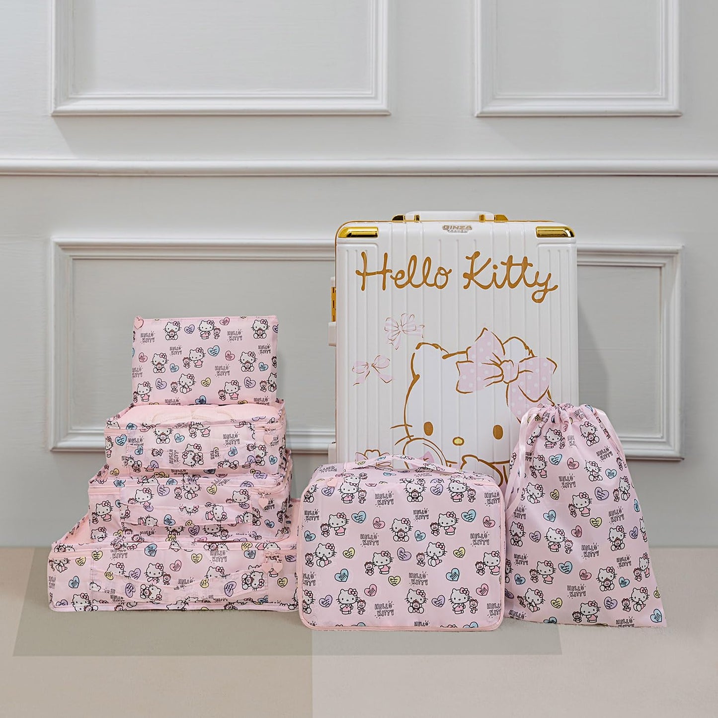 AmBealla 6 Set Travel Organizer,Packing Cubes for Travel Luggage Organizer Bags,Waterproof Pink Twill,Cute Packing Organizers for Business/Vacation,Women's Clothes Storage