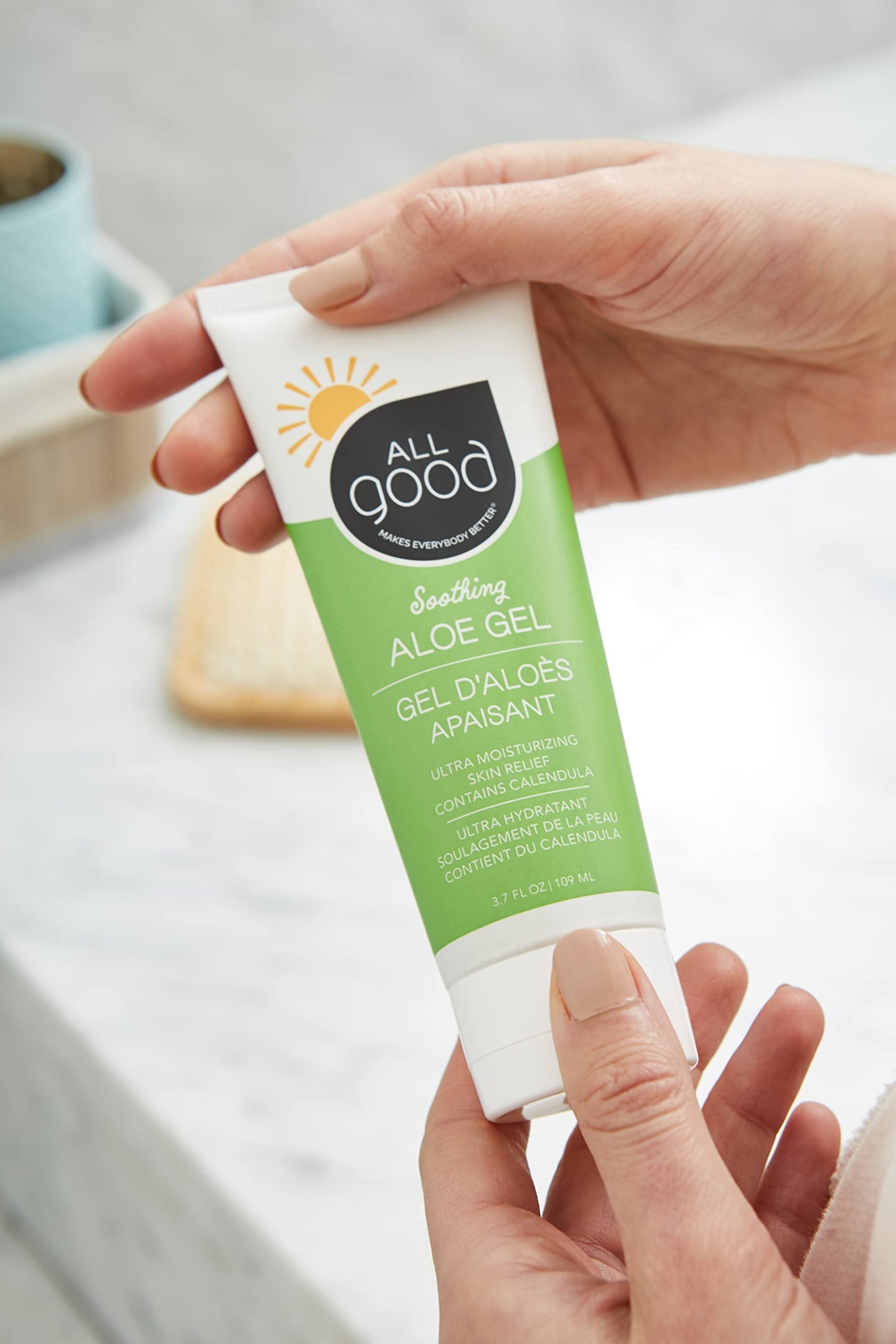 All Good Aloe Vera Gel | After Sun Lotion, Sunburn, Skin Repair | Moisturizing Organic Aloe for Skin Relief | Hydrating Hyaluronic Acid, Niacinamide (Vitamin B-3) Non GMO, Vegan | 3.7 oz (2-Pack)