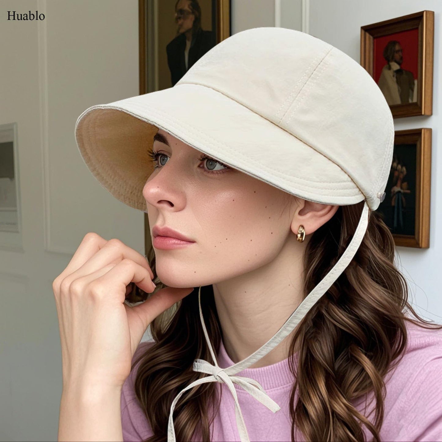 Womens Foldable Sun Hats UV Protection Wide Brim Hiking Hat Ponytail Hats for Women UPF 50 Sun Hat for Women Running Hats Off - White