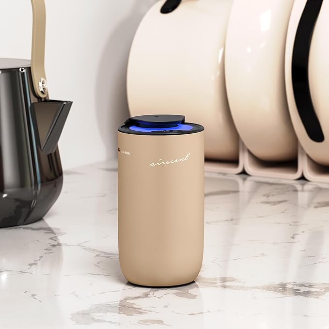 The AirScent Mini Waterless Diffuser for for Homes, Offices, Spas and Hotels - Gold Finish - Fragrance Oil Aromatherapy Diffuser for Aesthetic Scenting -15 mL Capacity - Night Light Feature