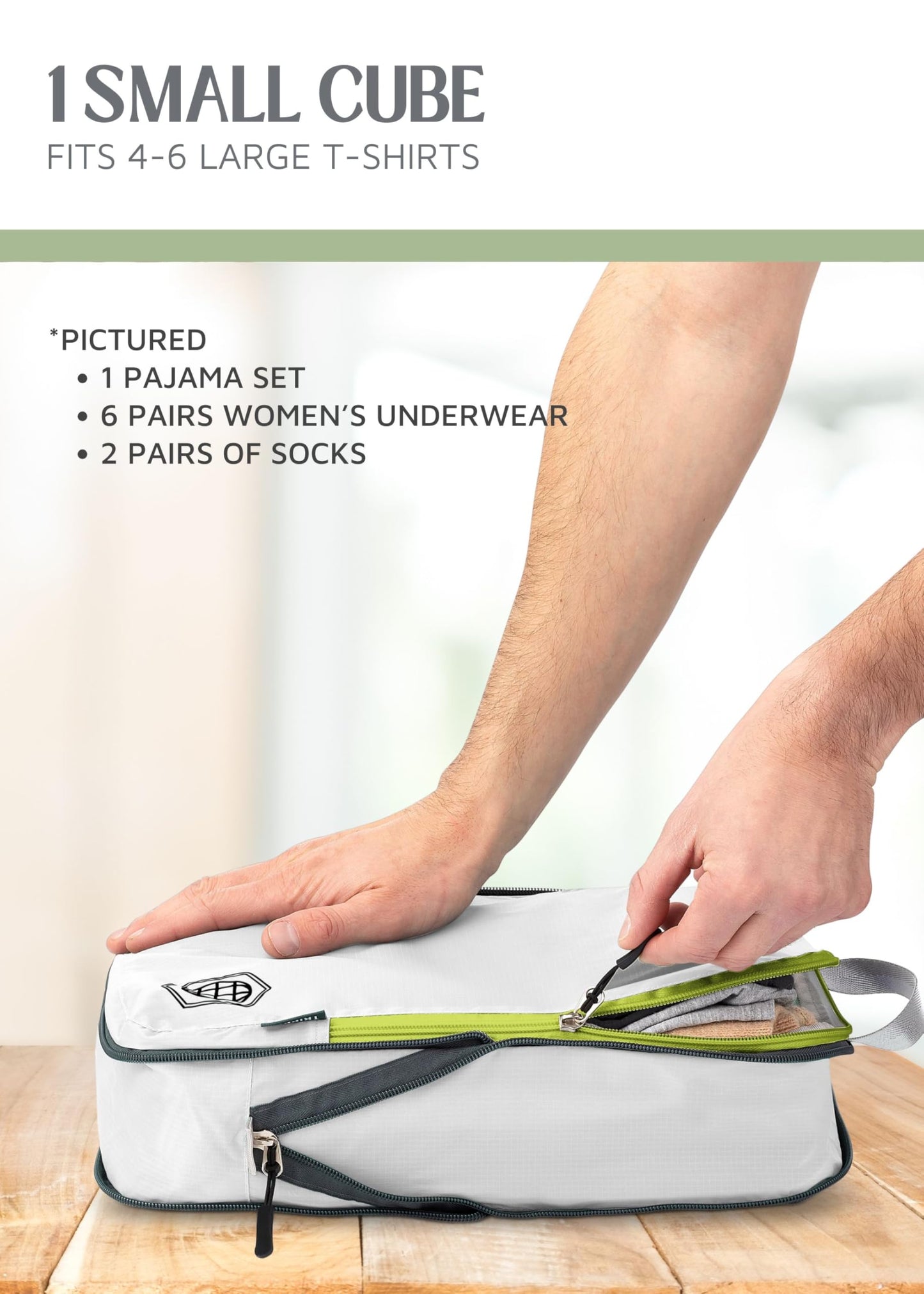 Compression Packing Cubes 2 Piece Set for Travel - Lightweight, Durable Clothes Organizer for Carry-On Luggage and Backpacks by TRIPPED Travel Gear (White and Green)