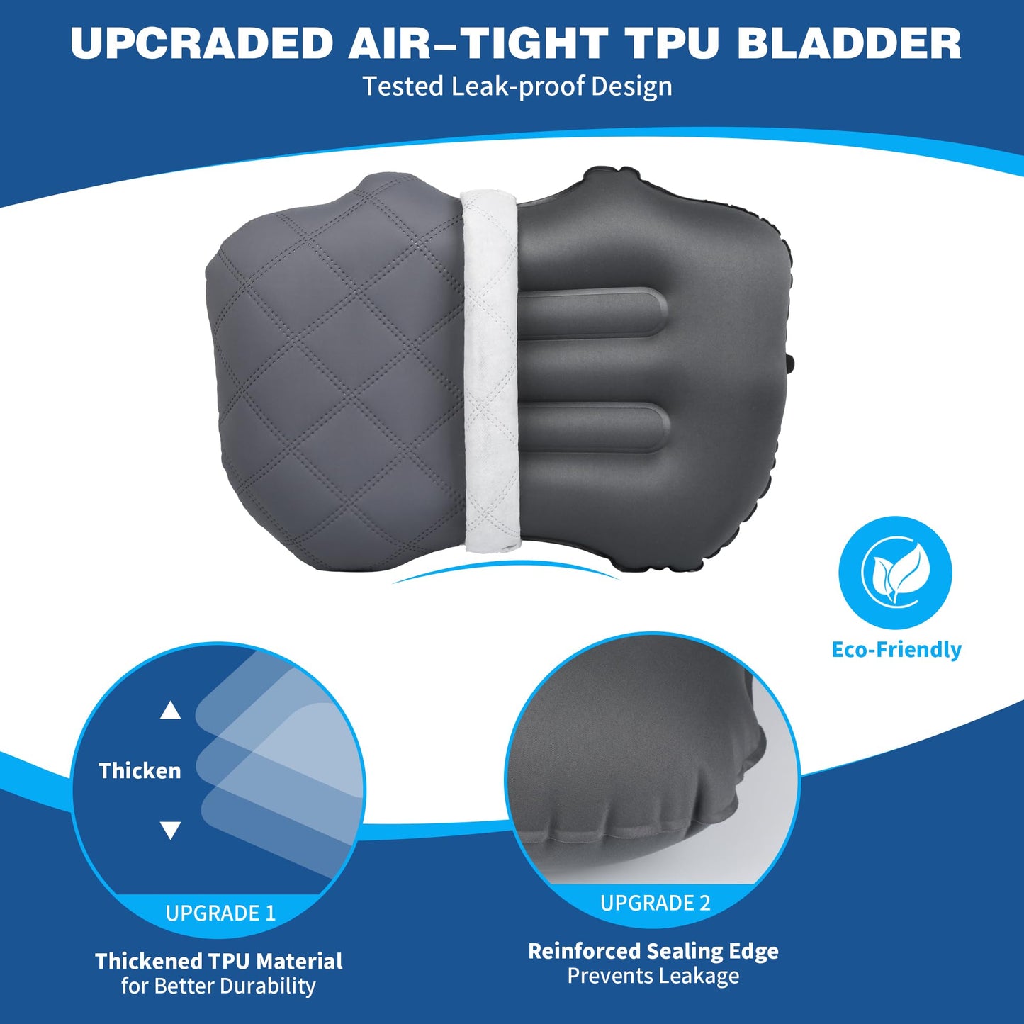 WellSync Camping Pillow with Removable Soft Cooling Cover, Ultralight Inflatable Travel Pillow for Neck Lumbar Support, Upgrade Backpacking Air Pillows for Camping, Hiking, Backpacking