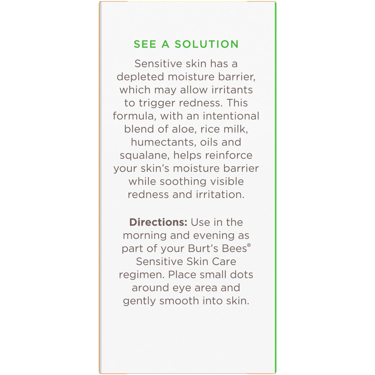 Burt's Bees Calming Eye Cream With Aloe and Rice Milk, Moisturizes Without Causing Redness or Irritation, 98.7 Percent Natural Origin Skin Care, 0.5 oz. Bottle