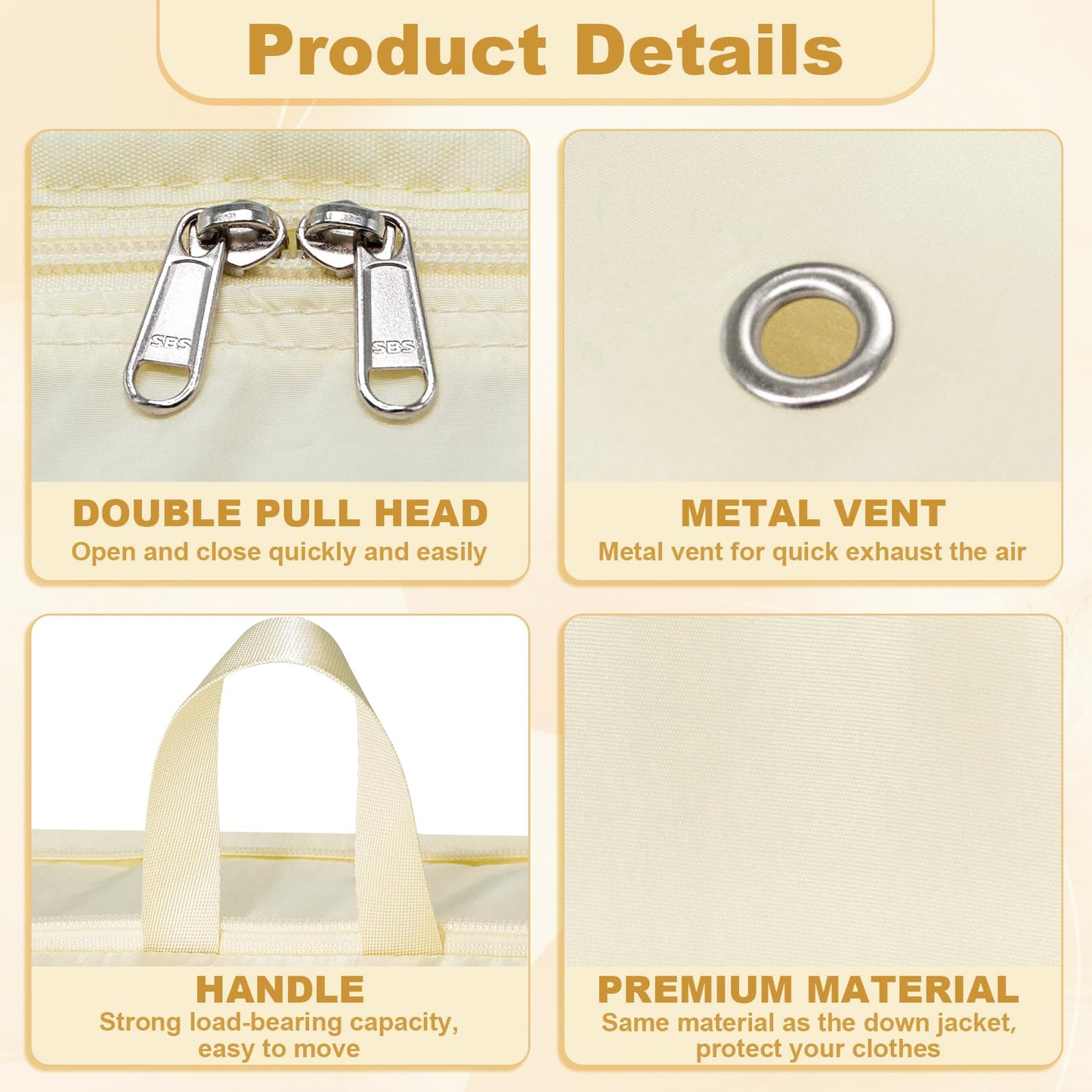 Extra Large Compression Packing Cubes for Travel Essentials, 2 Pack Expandable Travel Cubes for Packing Bags Suitcase Organizer, Beige