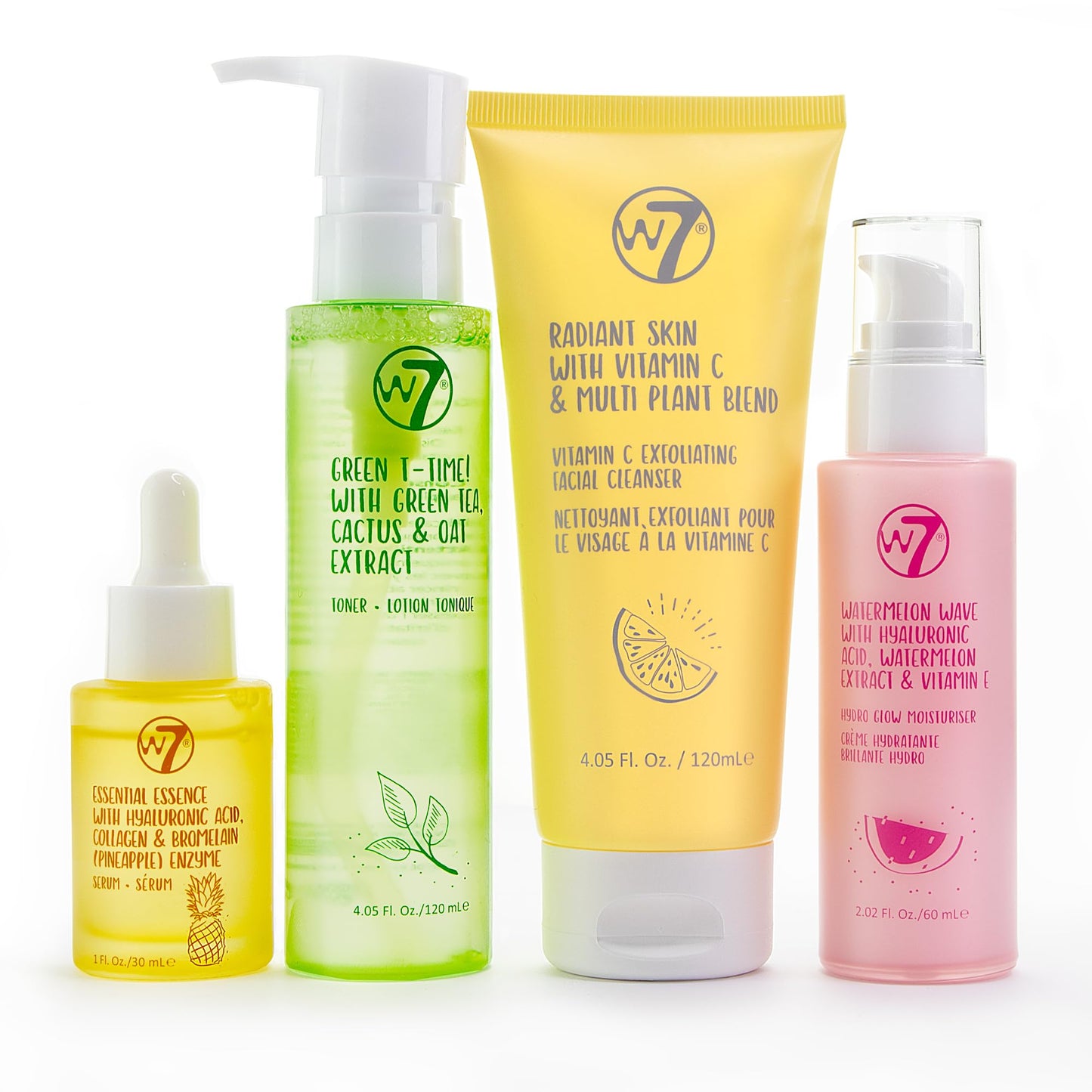 W7 Skin Refresh Skincare Set | Face Cleanser, Toner, Serum & Moisturizer | Hydrating & Glow Boosting Routine | Full Size, Long Lasting Products to Use at Home