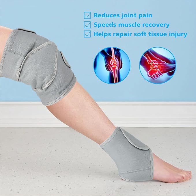2 Pc Castor Oil Compress Wrap Kit Organic Cotton Pack Wrap for Knee and Ankle Pain Relief Ergonomics Design Snug Fit Knees and Ankles Comfort Flannel Castor Oil Pack Wrap Set Reusable (Gray)