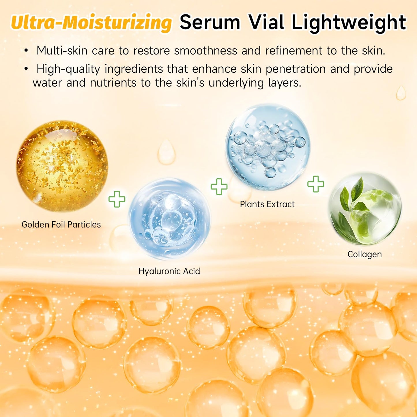 24K Gold Serum Ampoule, Anti Aging 24K Gold Serum for Face, Moisturizes & Soothes Skin, Boosts Firmness & Hydration, Golden Foil Particles Reduces Fine Lines, Wrinkles, Dryness, 3 Boxes of 21