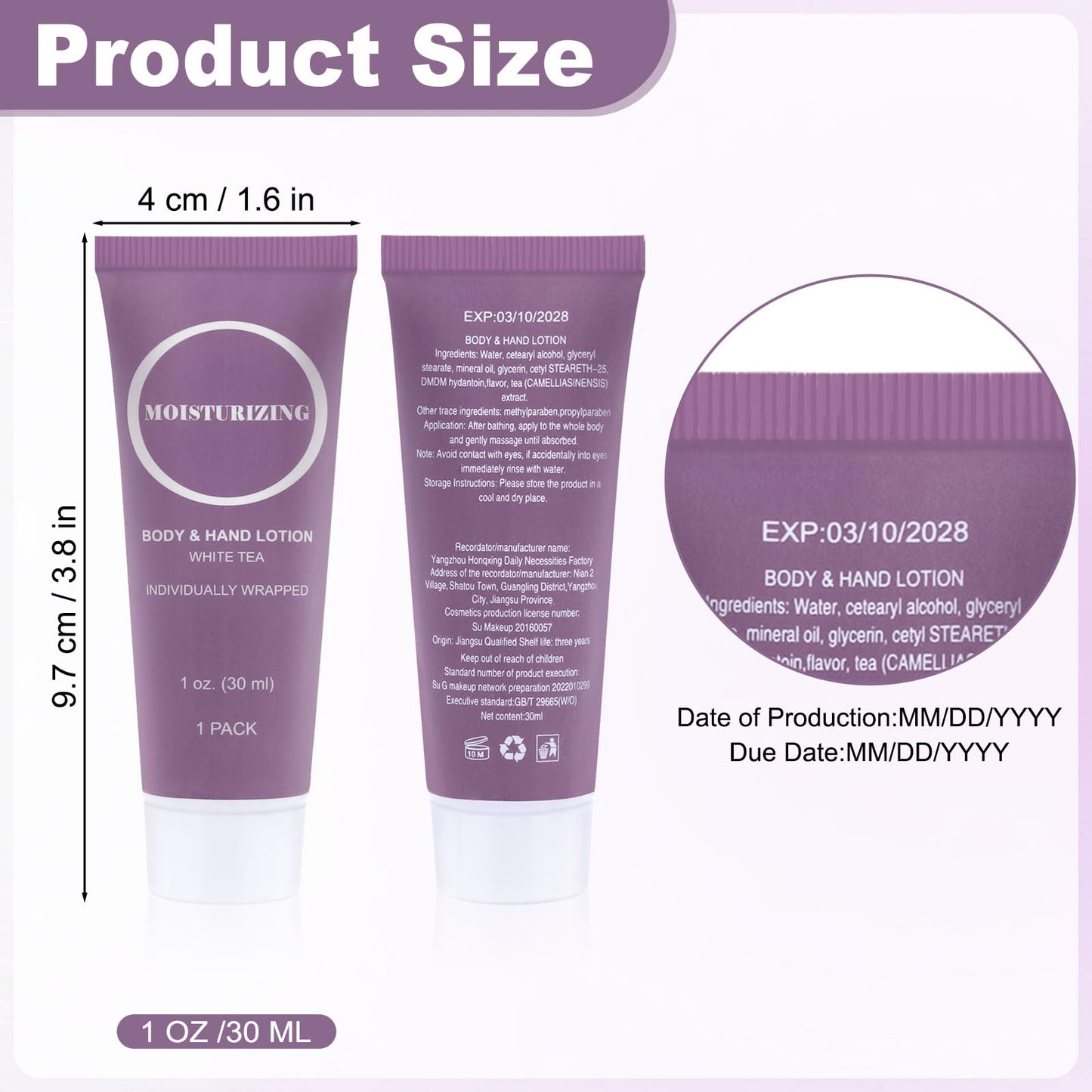 Travel Size Body Lotion, Small Hand Cream Lotion Bulk, Nourishing Extra Dry Skin Individually Wrapped Mini Bottle Shower Moisturizer Lotion Toiletries for Travel Hotel Homeless 1 oz (Pack of 60)