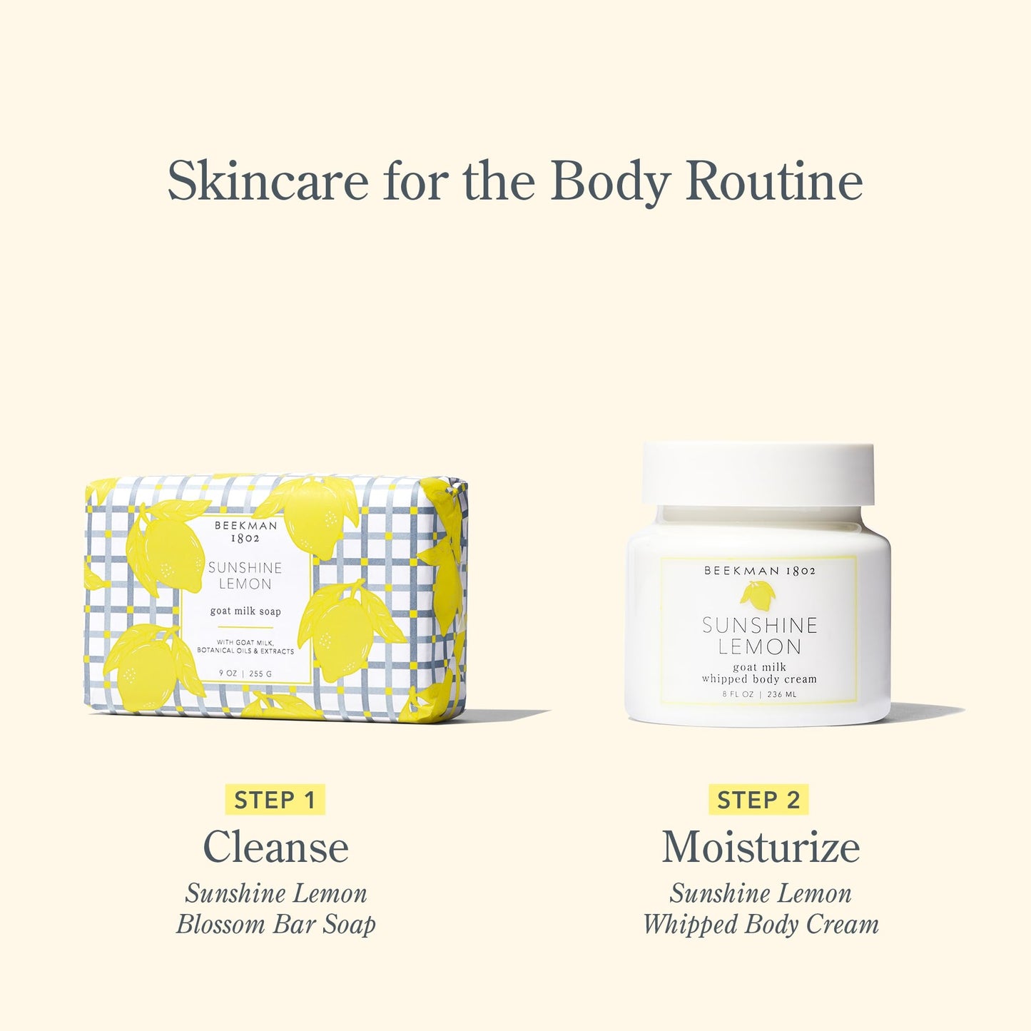 Beekman 1802 Goat Milk Body Soap Bar 3-Piece Set, Sunshine Lemon - Scented - 3.5 oz - Nourishes, Moisturizes & Hydrates - 100% Vegetable Soap with Lactic Acid - Good for Sensitive Skin - Cruelty Free