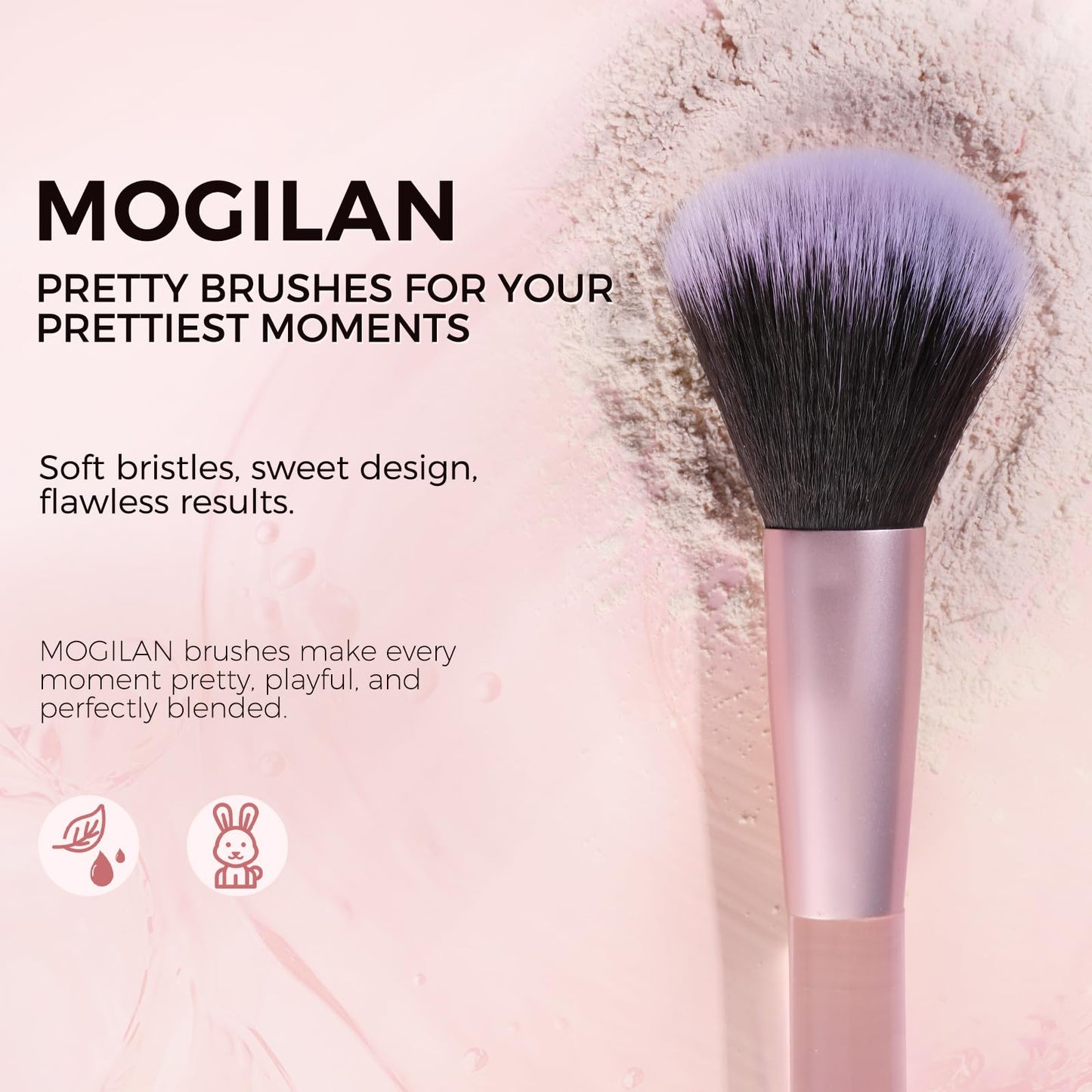 MOGILAN Travel Makeup Brush Set – Portable 6PCS Mini Cosmetic Brushes for Foundation, Concealer, Eyeshadow, Blush, Powder, Contour & Highlight, On-the-Go Makeup Brush Kit with Travel Case