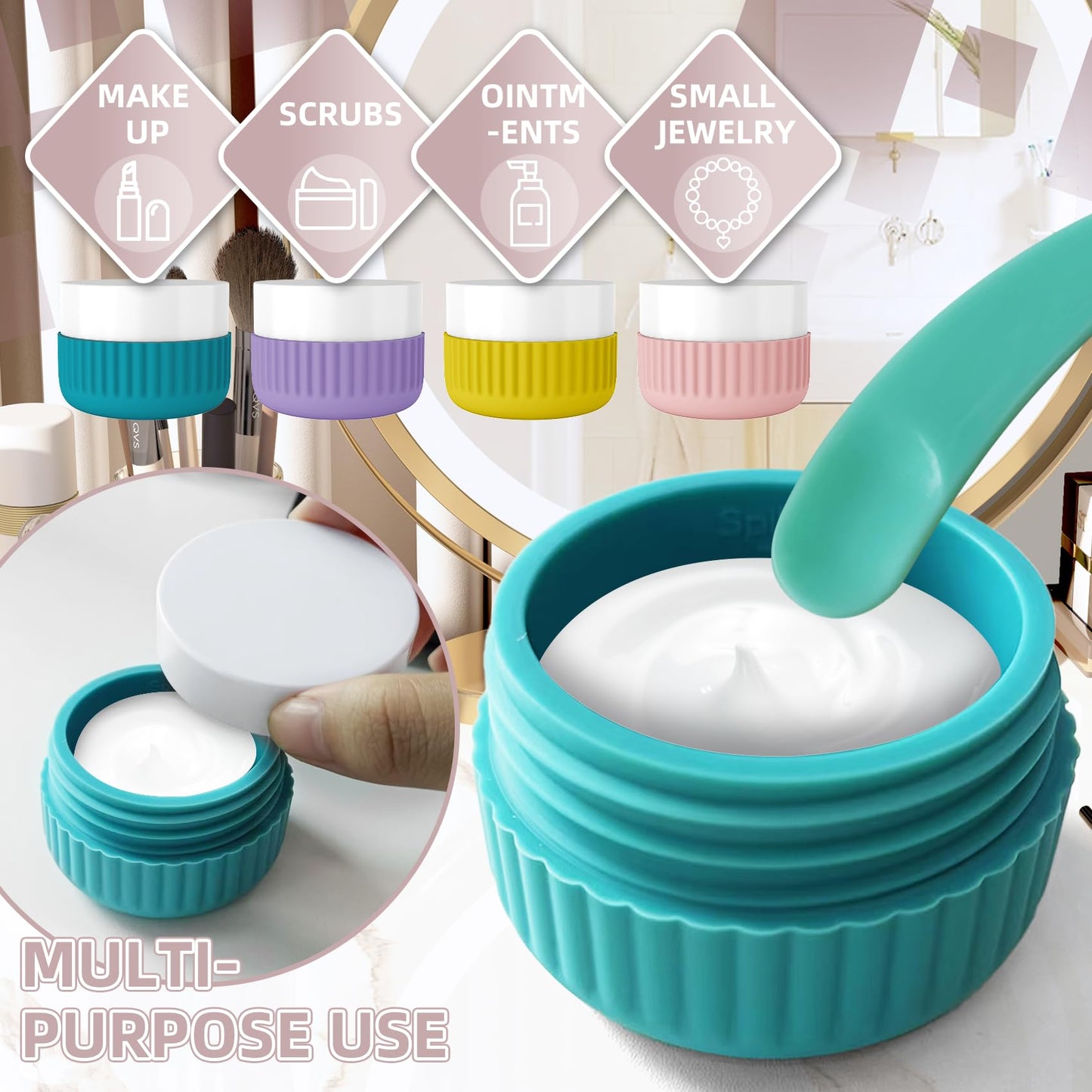 Travel Bottles for Toiletries, Leakproof Silicone Squeezable Cosmetic Liquids Bottles in Travel Size with Clear Bag, TSA Approved Refillable Cosmetic Container Kits for Shampoo and More