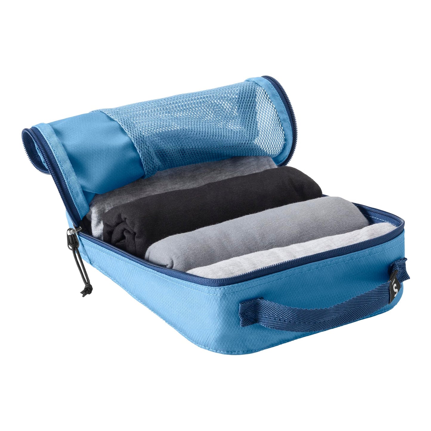 Eagle Creek Pack-It Reveal Cube Set - Packing Cubes for Compartmentalizing Luggage - Durable - Water-Resistant - Easy Grab Zipper Pull - Mesh Windows - Blue Dawn - XS/S/M