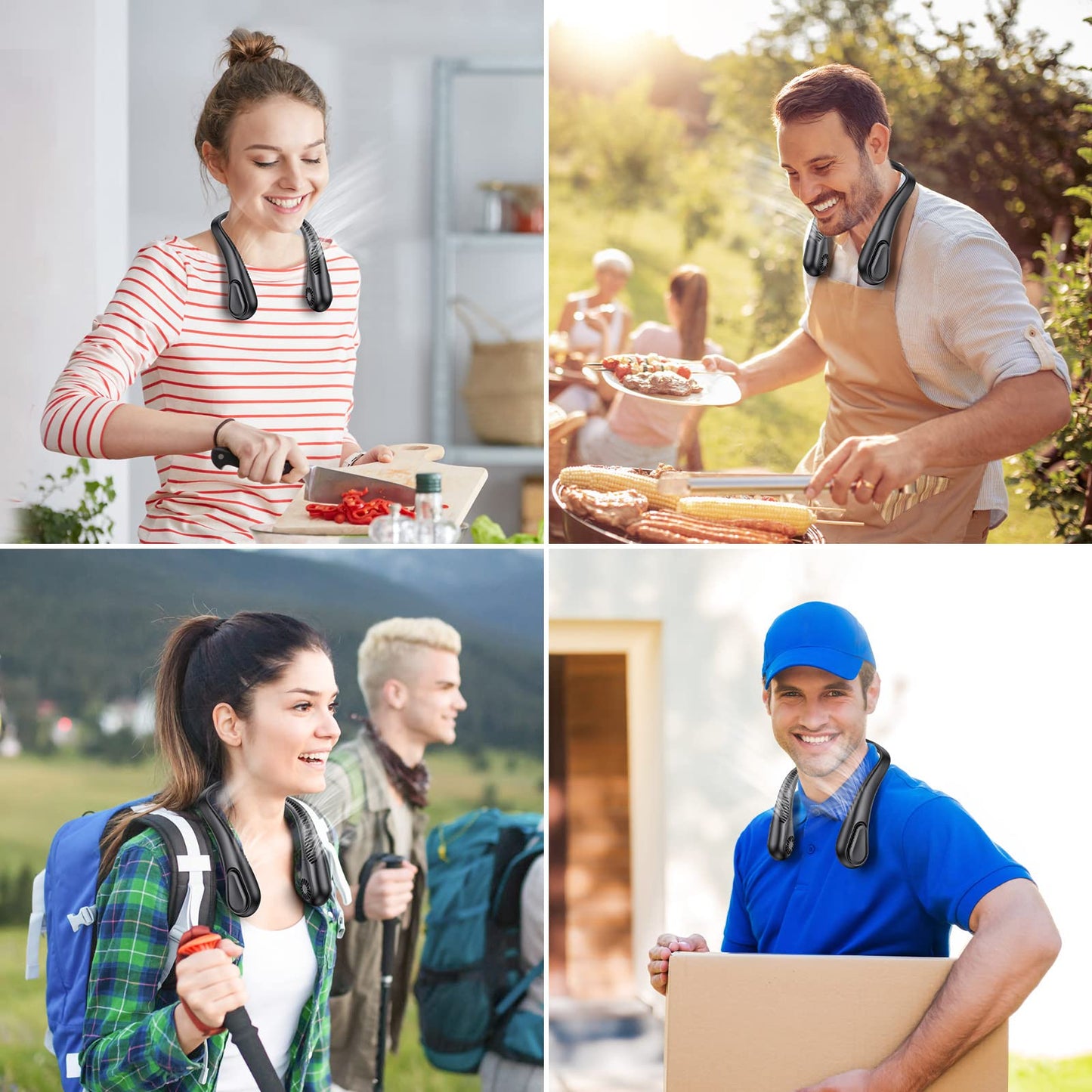 AMACOOL Bladeless Neck Fan Portable Personal Fan 5000mAh Rechargeable Battery Operated Wearable Fan for Women Men Outdoor Sport Travel Patio Garden Work Home Kitchen(Black)