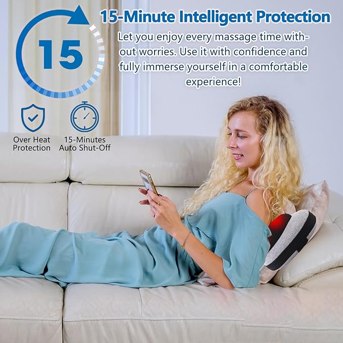 Massage Pillow, Neck and Back Massager with Heat, Shiatsu Massage Pillow for for Back, Shoulder, Leg, Foot, Gift for Men Women Mom Dad, Stress Relax at Home Office and Car