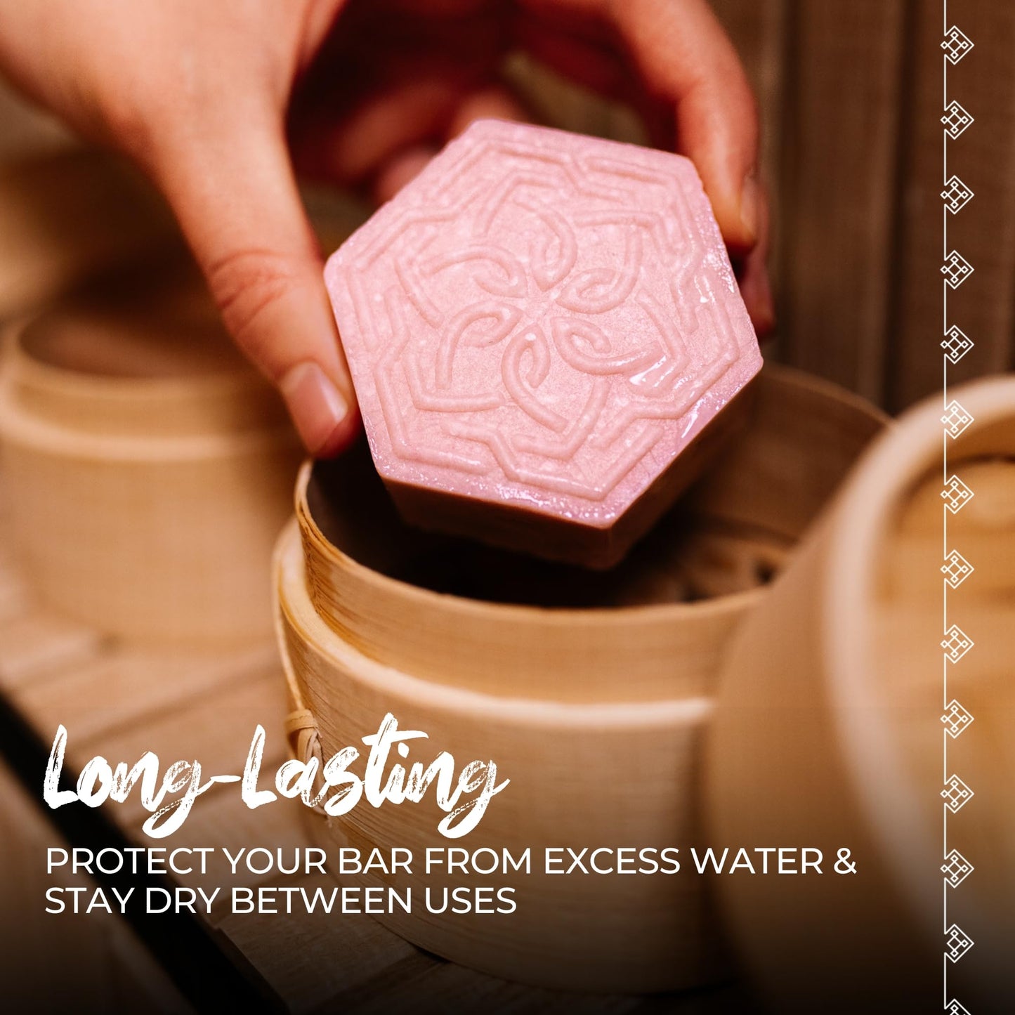 Viori Natural Bamboo Bar Holder - Shampoo, Conditioner & Soap Holder, Eco-Friendly Hair Care