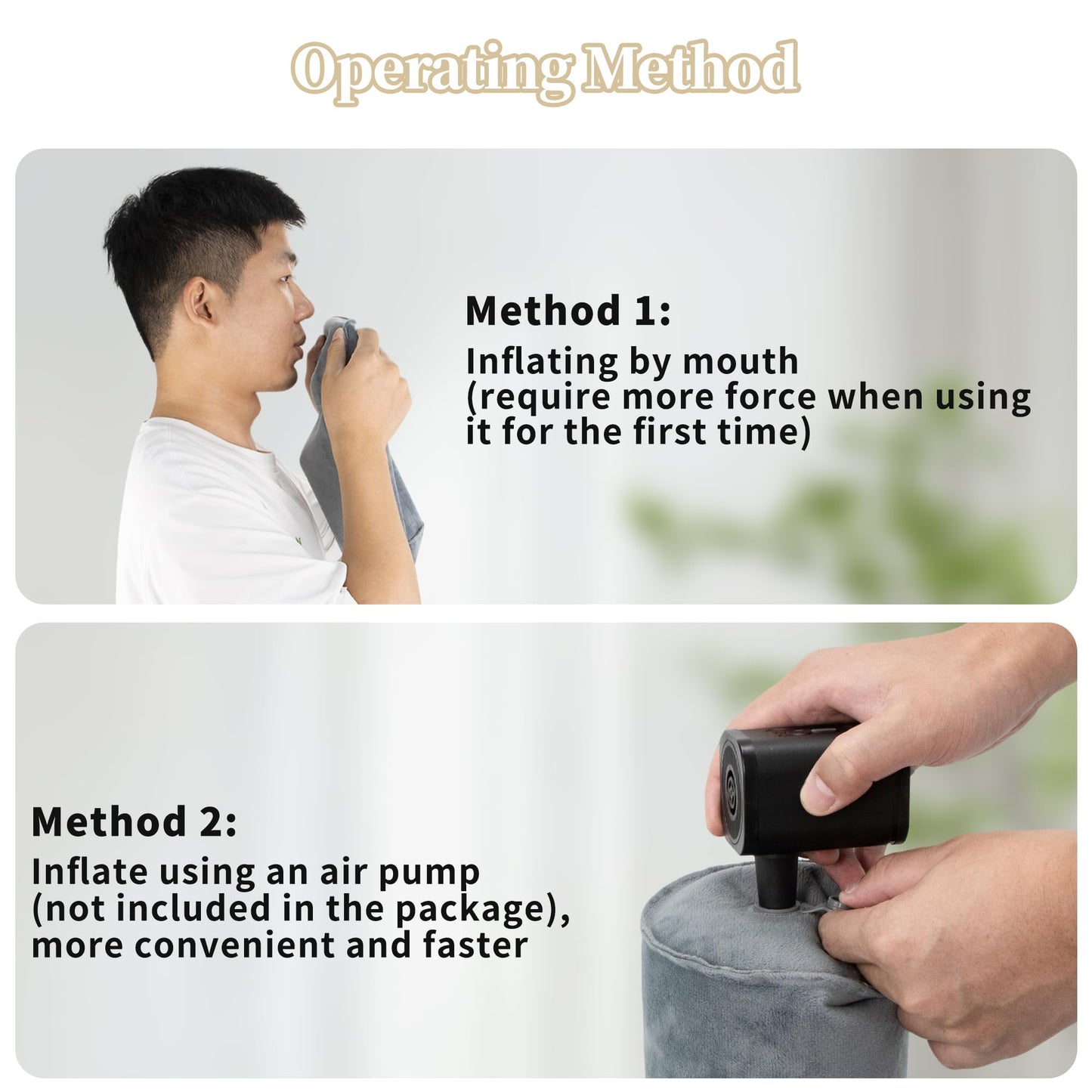 YEEKORO Inflatable Neck Pillow, Round Neck Pillows Support, Travel Pillow for Sleeping, Bolster Pillow for Bed, Legs and Back- Travel Essentials(4.9 x 11.8 inch