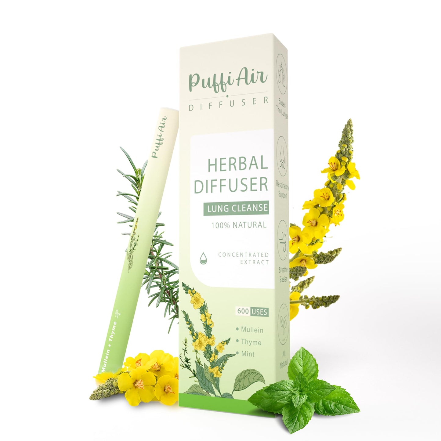 Herbal Diffuser Duo with Mullein, Melatonin & More丨Night & Day Relax Duo for Fresh Breath & Calm Sleep Support - 600 Uses Per Stick