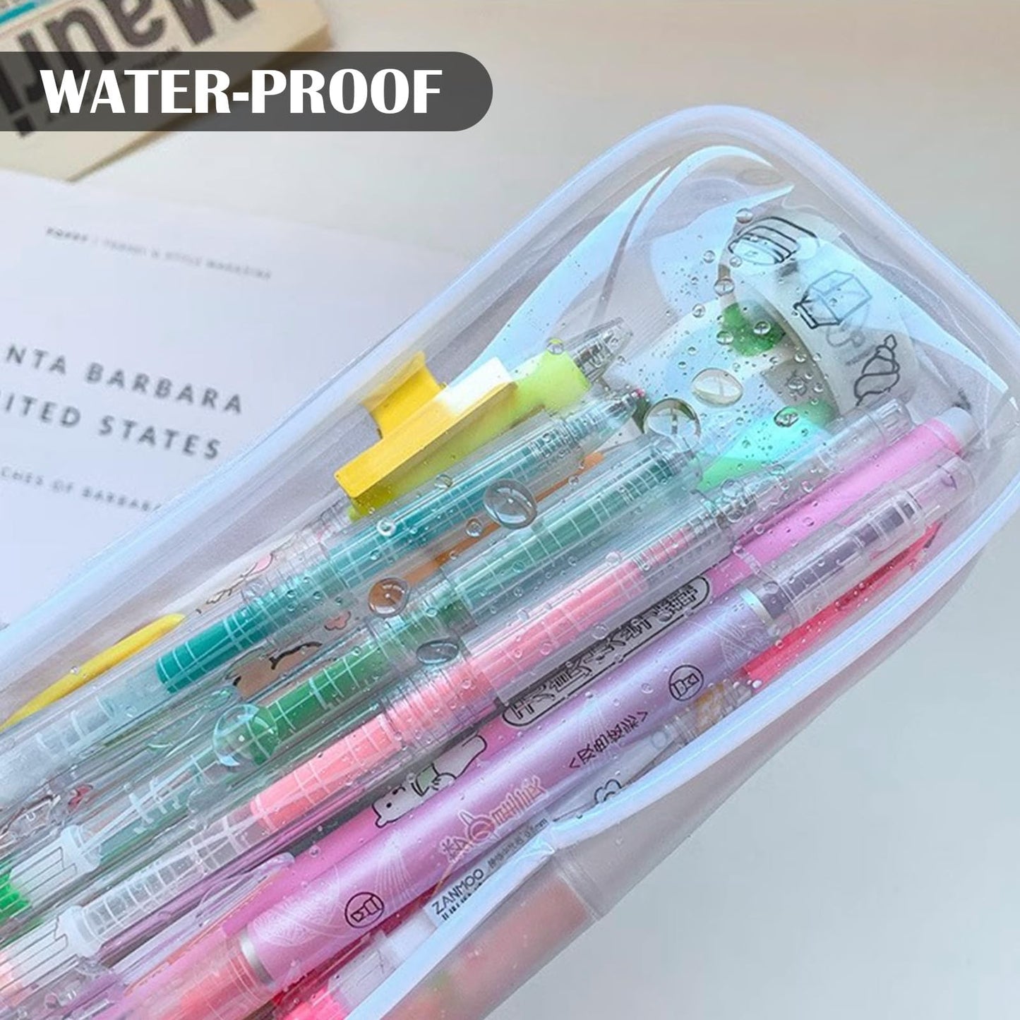 Juxiamal 2pcs Clear Cases with Zipper, Multi-use Travel Makeup Brush Bags Toiletries Exam Pouch Case Travel Luggage Make up Cosmetic Bag (Black and White)