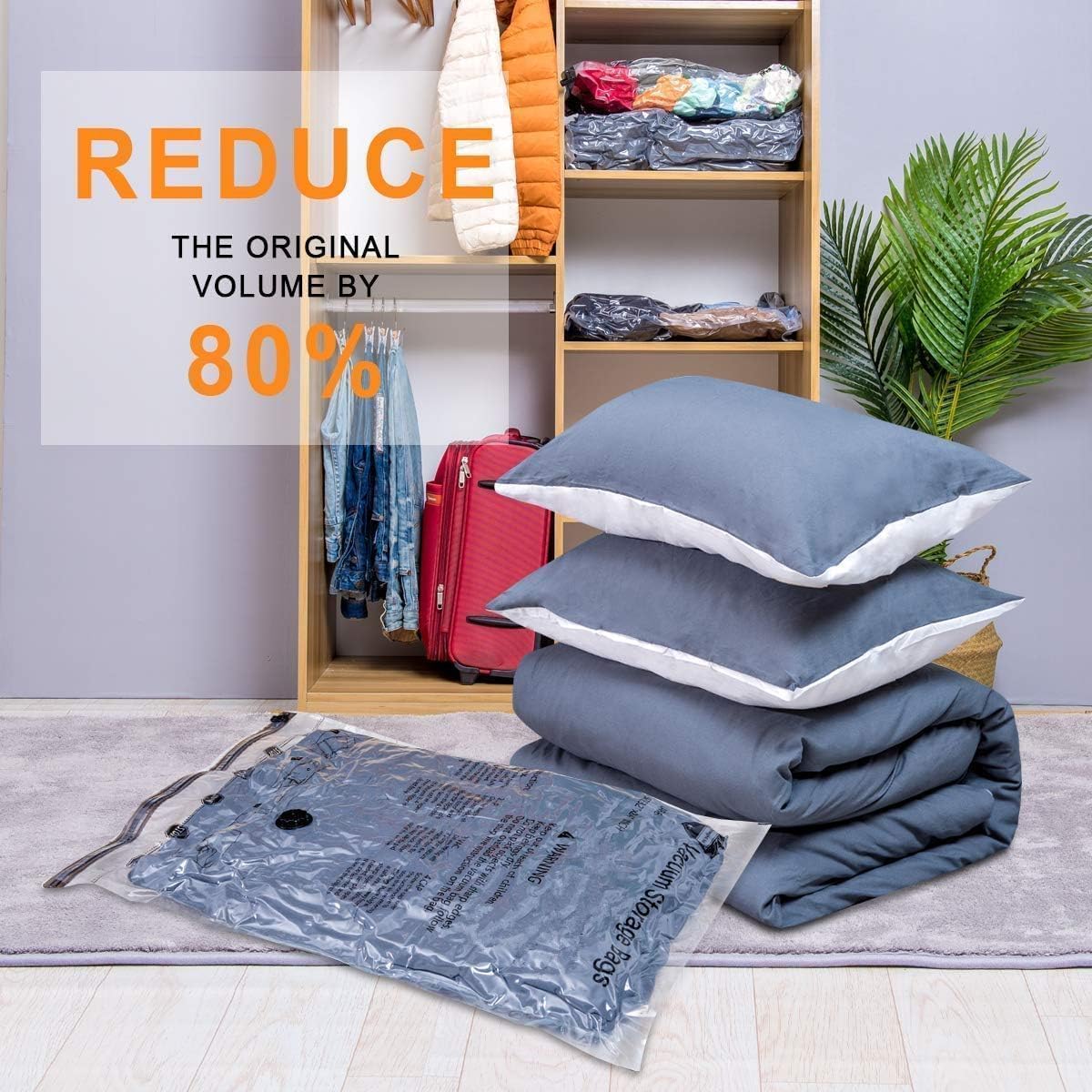 10 Jumbo Vacuum Storage Bags with Electric Pump,Plastic Packaging Bags, Space Saver Bag for Clothes, Mattress, Blanket, Duvets, Pillows, Comforters, Travel