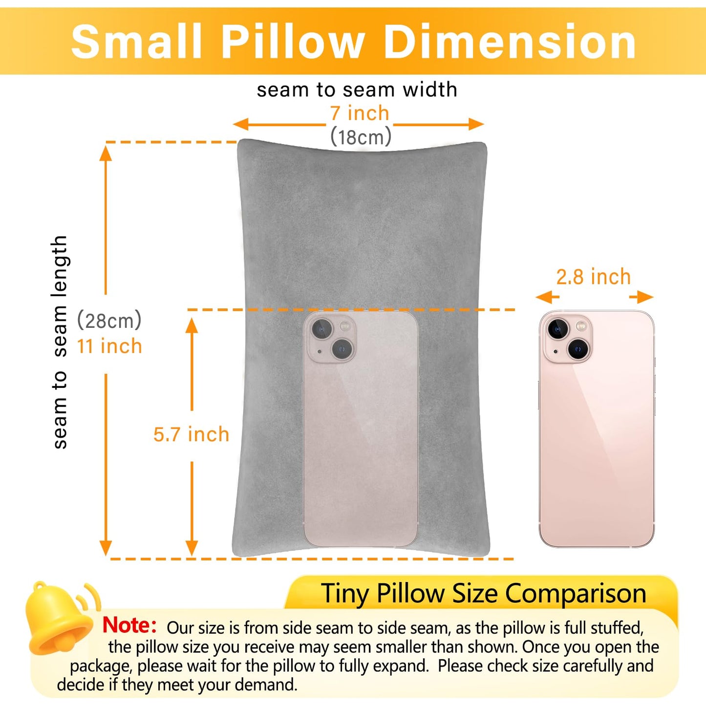 1 MIDDLE ONE 2 Pack Small Pillow, Memory Foam Mini Pillow 11 X 7 Inches for Travel, Sleeping, Nap and Neck, Knee, Lumbar Support, Tiny Cushion for Pet, Dogs (Grey)