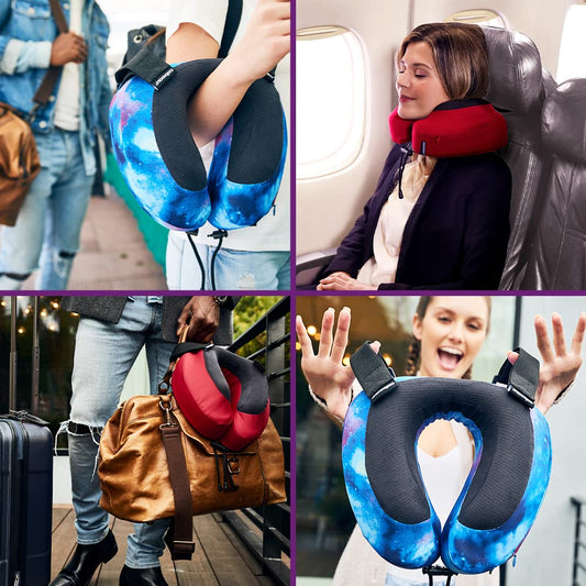Cabeau Airplane Travel Pillow for Long Flights - Evolution S3 - Supportive Memory Foam with Seat Straps to Secure Your Head and Neck and Provides 360° Support (Jet Black)