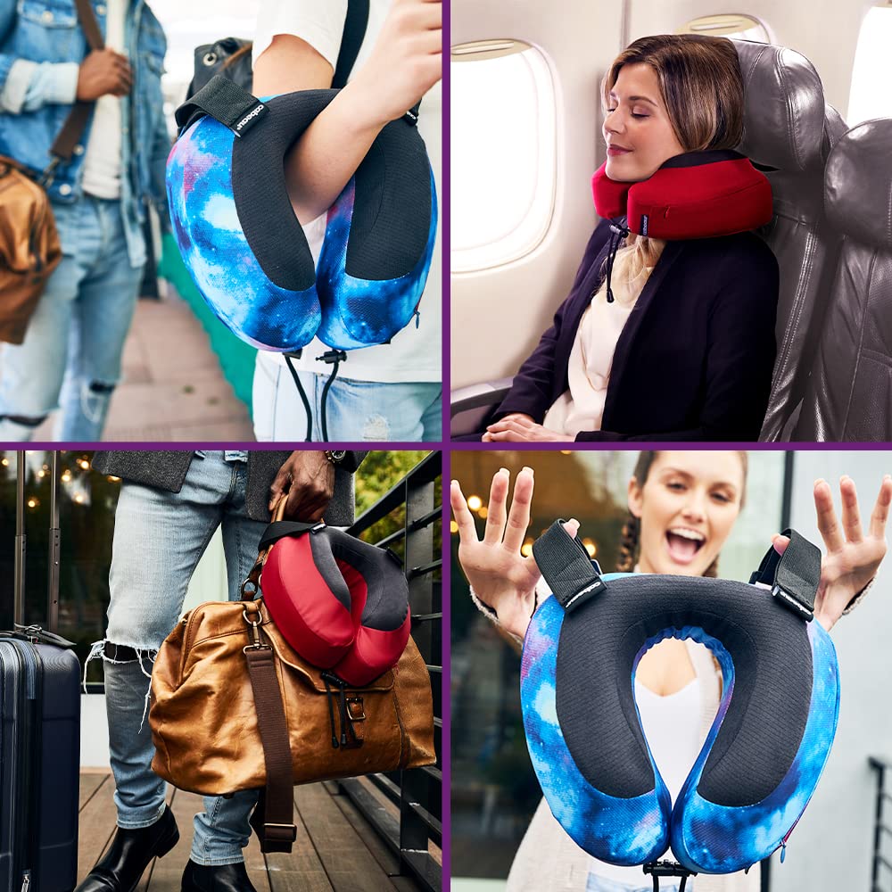 Cabeau Airplane Travel Pillow for Long Flights - Evolution S3 - Supportive Memory Foam with Seat Straps to Secure Your Head and Neck and Provides 360° Support (Steel Grey)