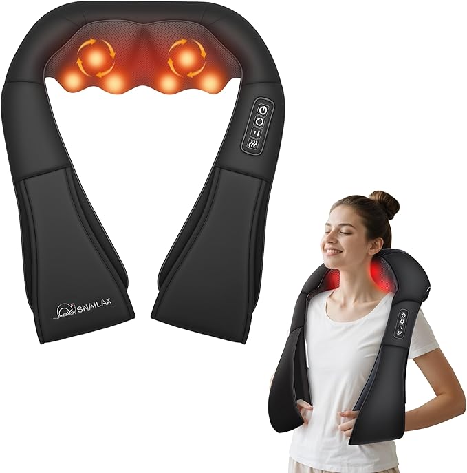 Neck Massager with Heat, Shiatsu Neck Back Massager for Pain Relief Deep Tissue, Knead Shoulder Massager Pillow for Back, Leg Muscle, Gifts for Dad