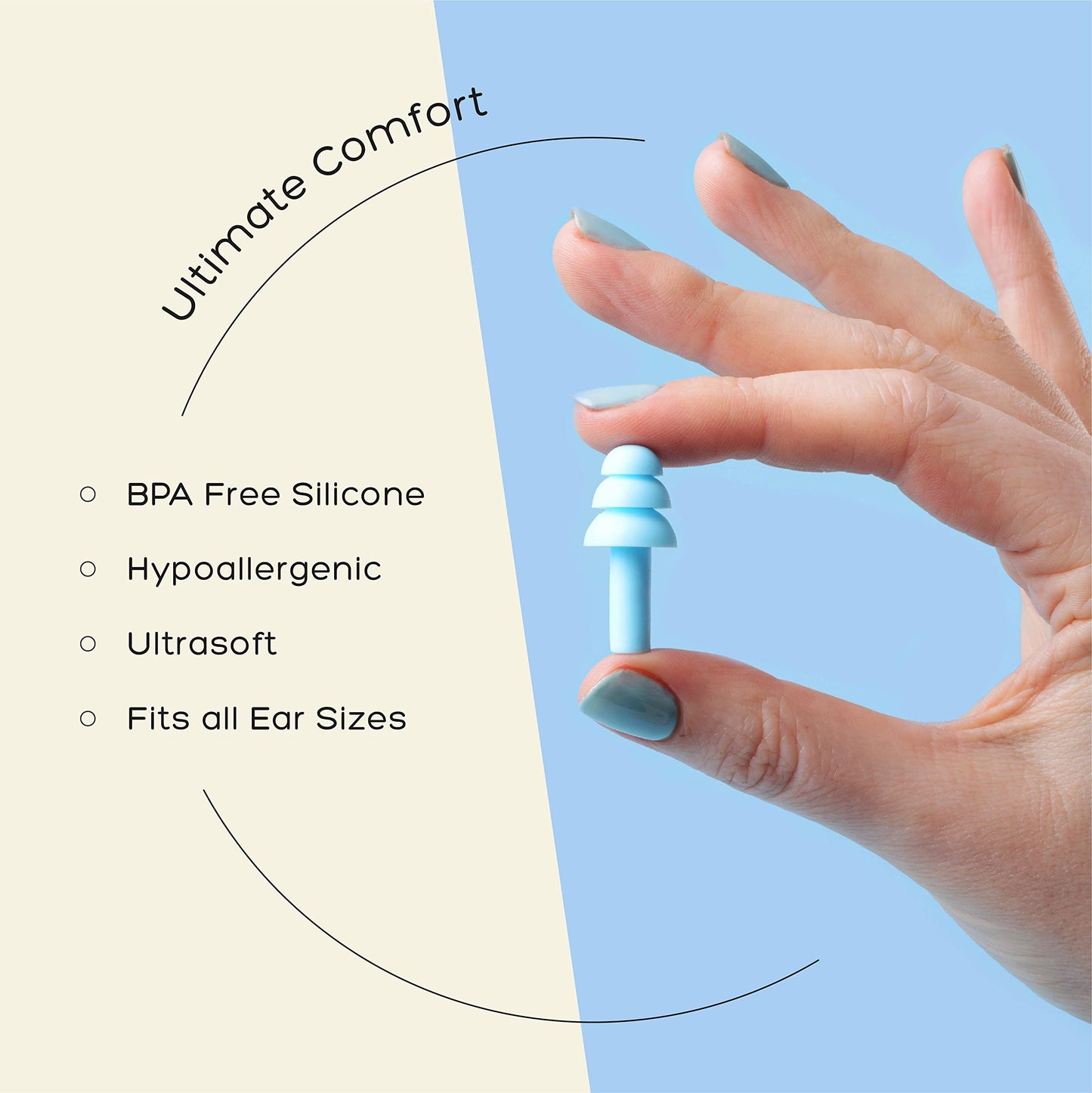 Anbow Soft Ear Plugs for Sleeping Noise Reduction, Made of Silicone, Suitable for Sleeping & Swimming, Soft Reusable Earplugs for Noise Reduction, Adjustable Size for Concerts & Snoring (3 Pairs)