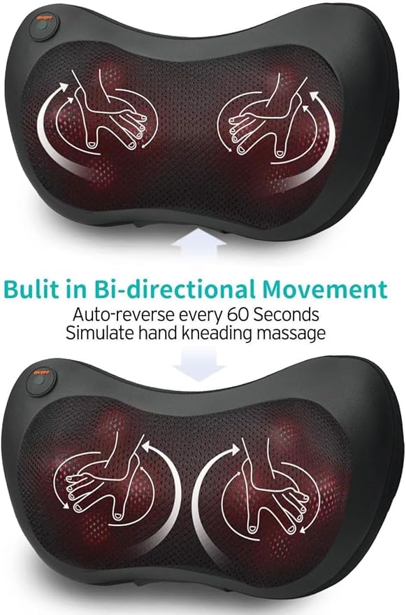 Back Massager with Heat Massagers for Neck - Shiatsu Kneading Massage Pillow for Back, Shoulder, Leg Pain Relief - Body Muscle Pain Relief Use at Home,Car,Office Christmas Gifts for Women/Men