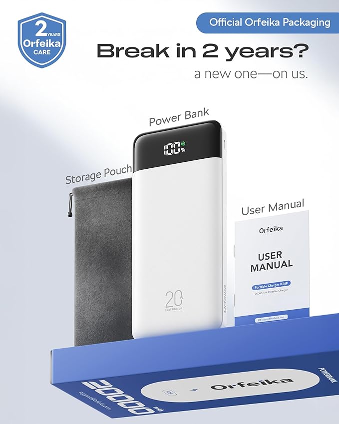 20000mAh Power Bank Fast Charging, Portable Charger with 4 Built-in Cables & 6 Outputs, 20W PD USB C Battery Pack Compatible with iPhone 16/15, Galaxy, Android, iPad & More (Travel Essential)