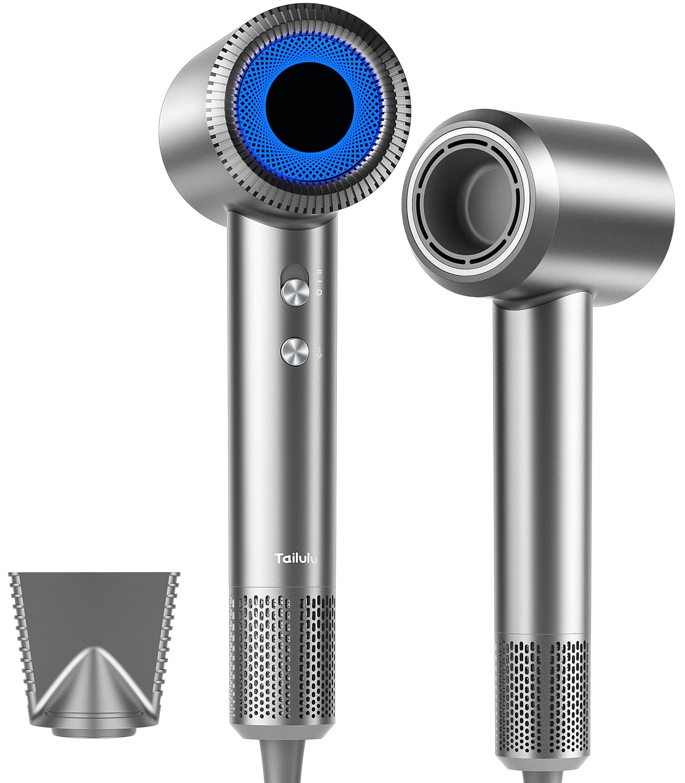 Hair Dryer, High-Speed Ionic Low Noise Blow Dryer with 160000 RPM Motor for Fast Drying, Thermo-Control Portable Hair Blow Dryer with Magnetic Nozzle for Home Travel Salon (Grey)