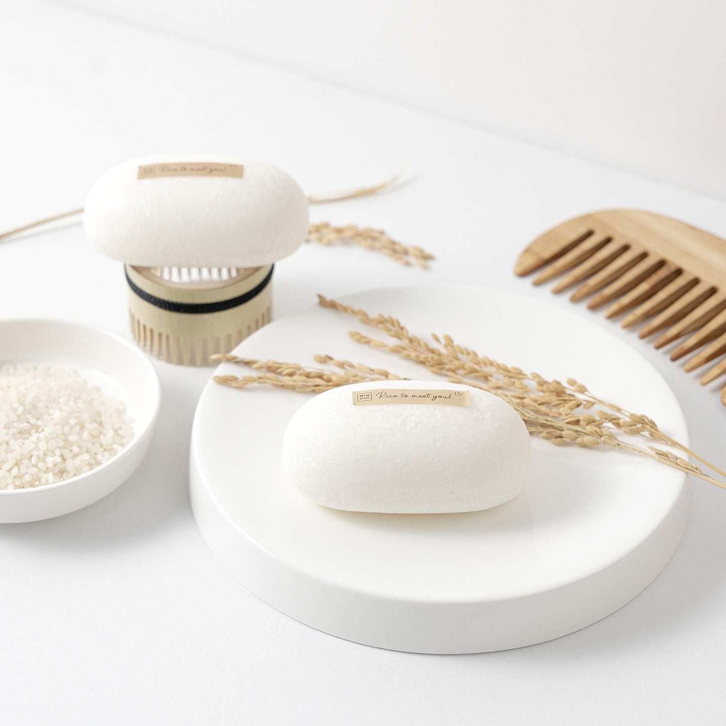 mimosu Hair Growth Shampoo Bar, Fermented Rice Water 2-in-1 Shampoo & Conditioner, 5oz, Unscented, pH Balanced, Solid Bar for Oily Hair, Korean Hair Care