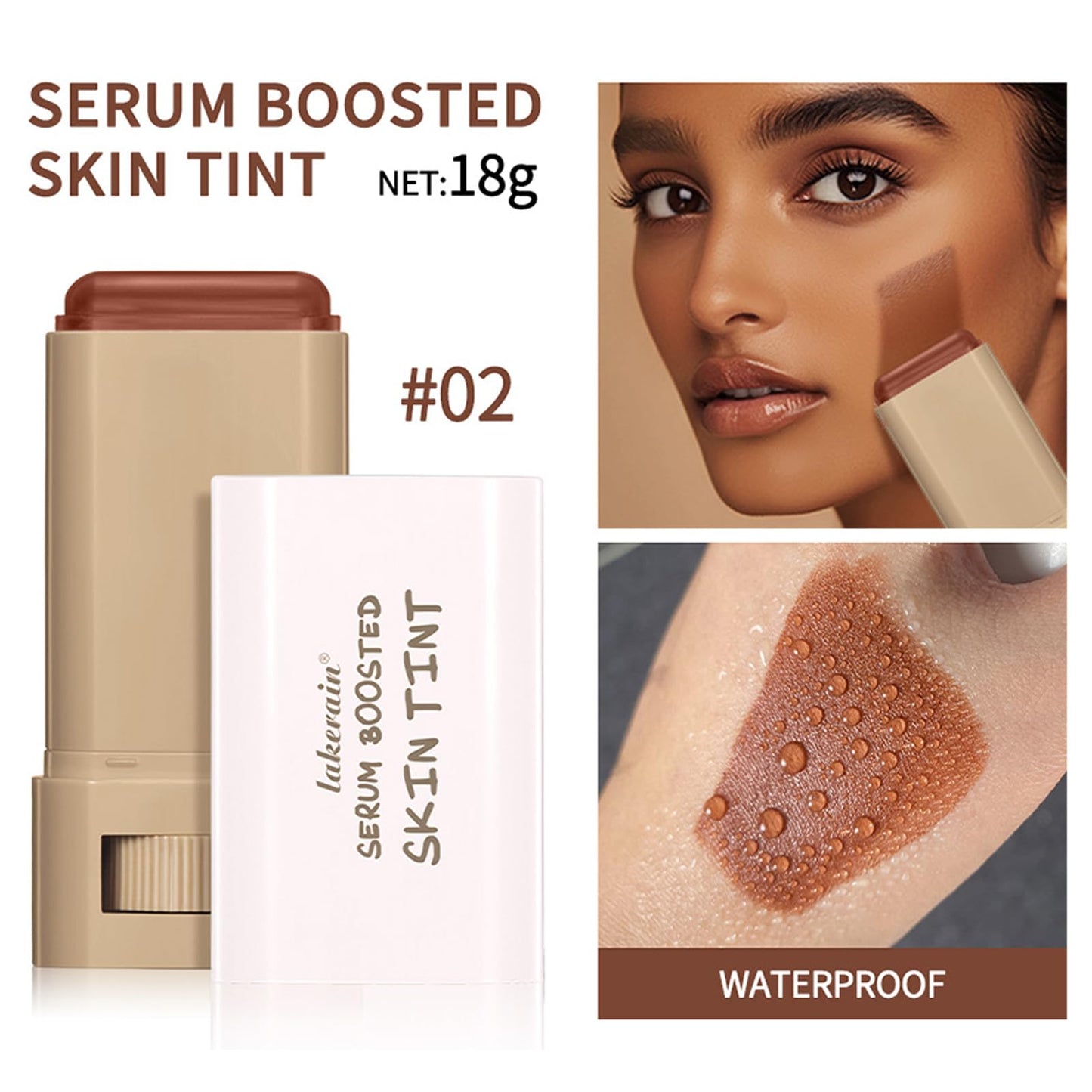 Serum Boosted Skin Tint Balm, Beauty Skin Tint, Foundation Stick Beauty Balm Serum Boosted Skin Tint, Skin Tint for Black Women, Moisturizer for Face, Evens out Skin (#04+#05)