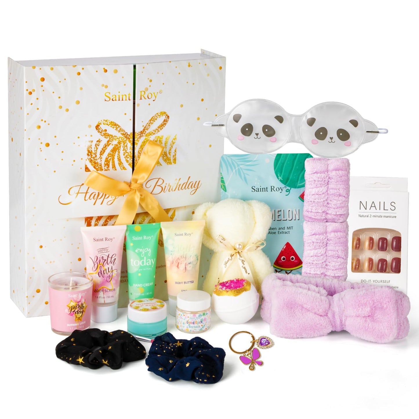 Birthday Gifts for Teens Birthday Gifts for Women Happy Birthday Surprise Box, 15pcs Luxury Spa Gifts, Gift Box for Teen Girls Unique Diy Nails Set, Luxury Birthday Presents Spa Gift for Mom Daughter
