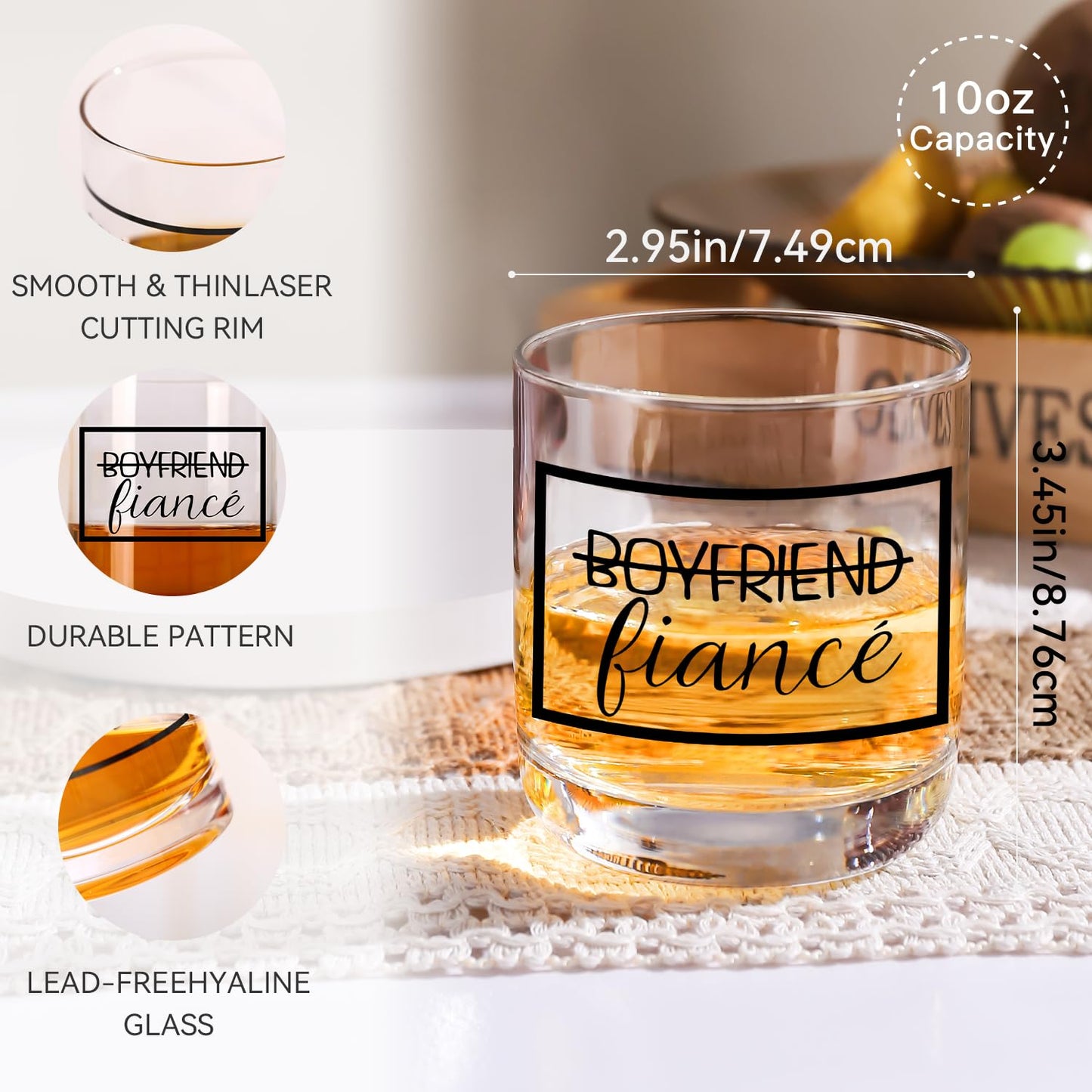 Cyrelwing Engagement Gift Set - 4 Pcs Newly Engaged Gifts for Couple, Bride, Fiance - Party Gifts With Wine Bag and Diamond Wine Stopper