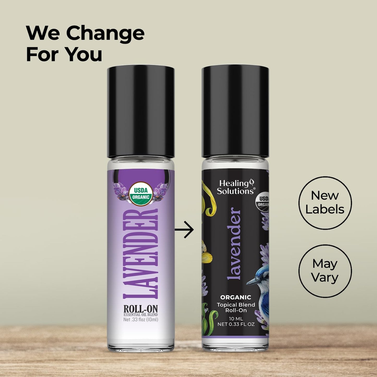 Healing Solutions Lavender Essential Oil Roll-On (2-Pack) - USDA Organic Calming Essential Oil Roller for Sleep & Skin