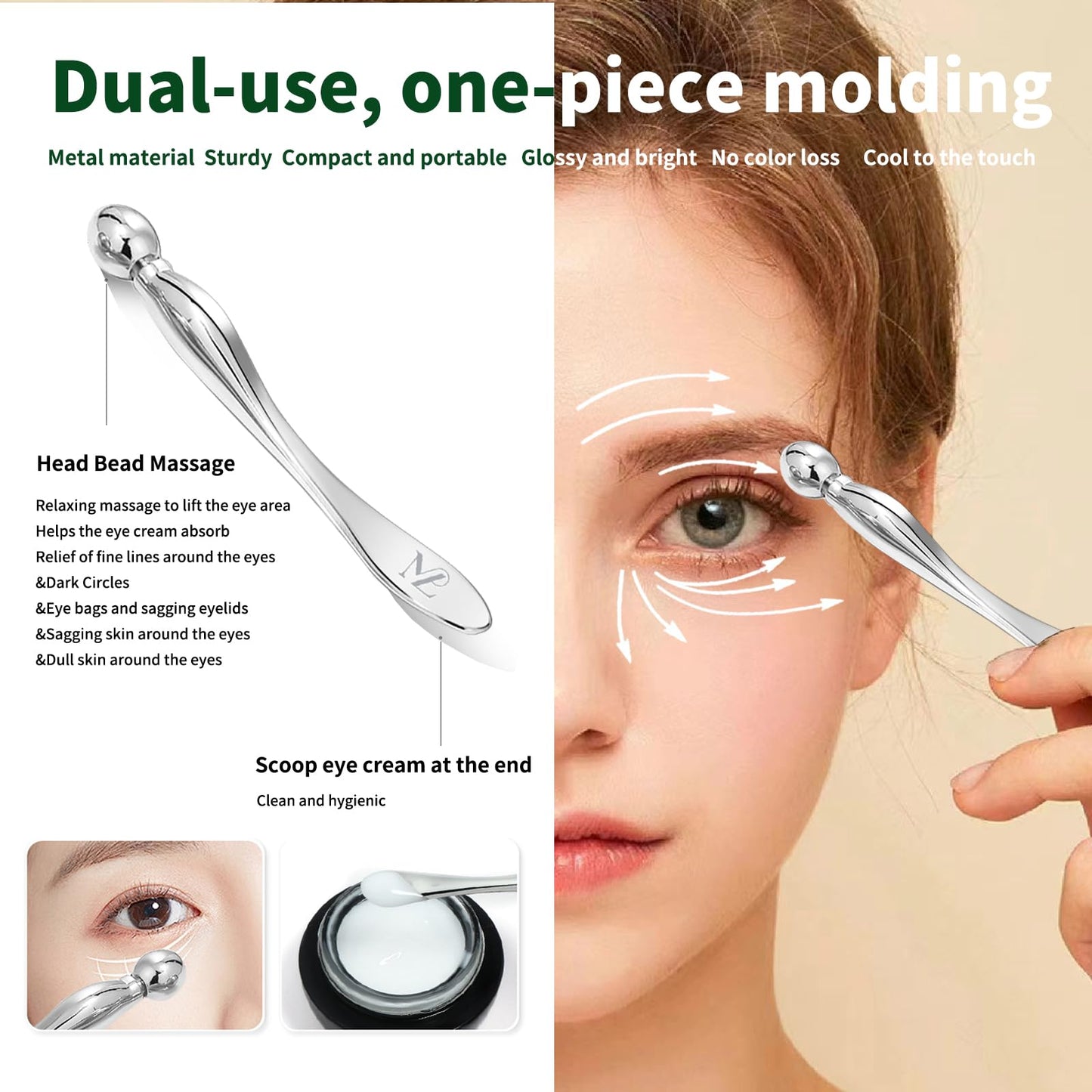 LeMeeOly Face Roller Massager Skin & Gua Sha Facial Tools Stainless Steel, Facial Massage Skin Care for Face Neck Body, Reduce Puffiness Remove Wrinkles, Valentines Gift for Women