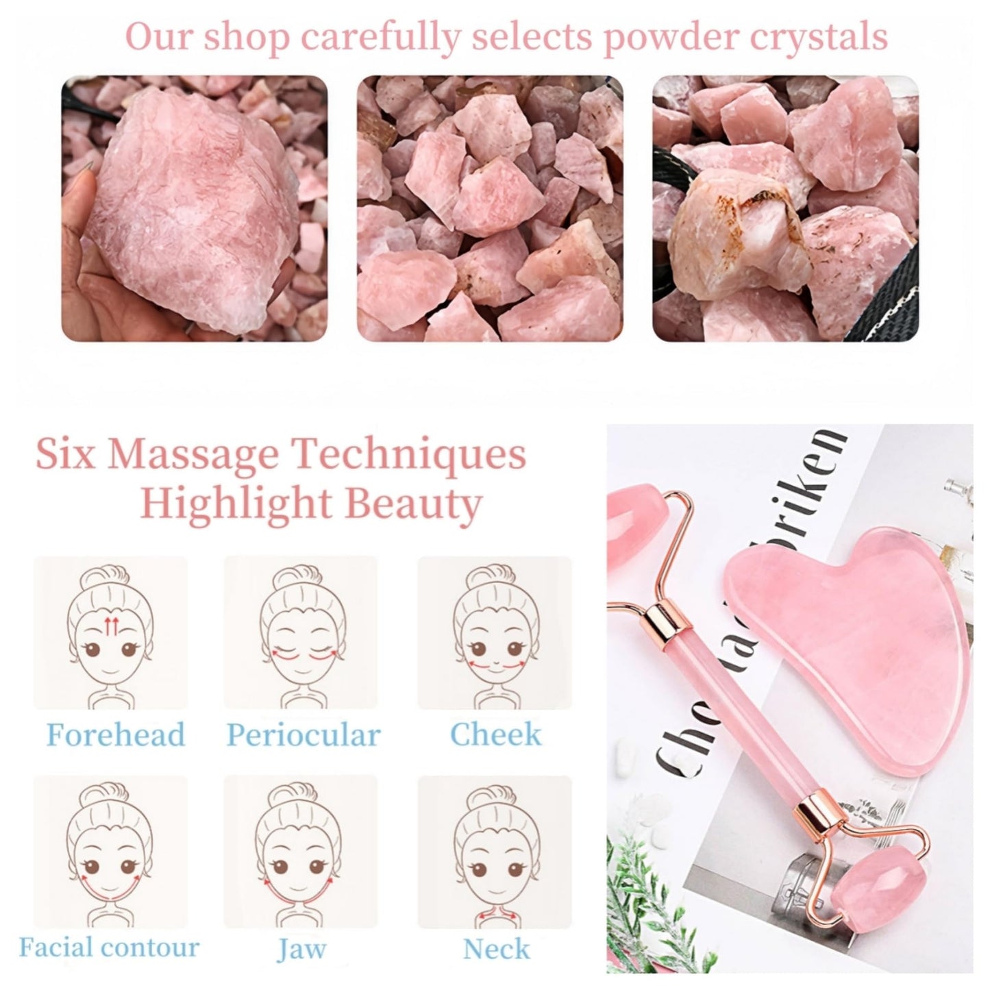 Bolithui Jade Roller Massage Stick & Gua Sha Set - 100% Natural Stone Facial Massage Tools for Lymphatic Drainage, Anti-Puffiness & Glowing Skin, Spa-Quality Skincare, Gift-Ready Packaging