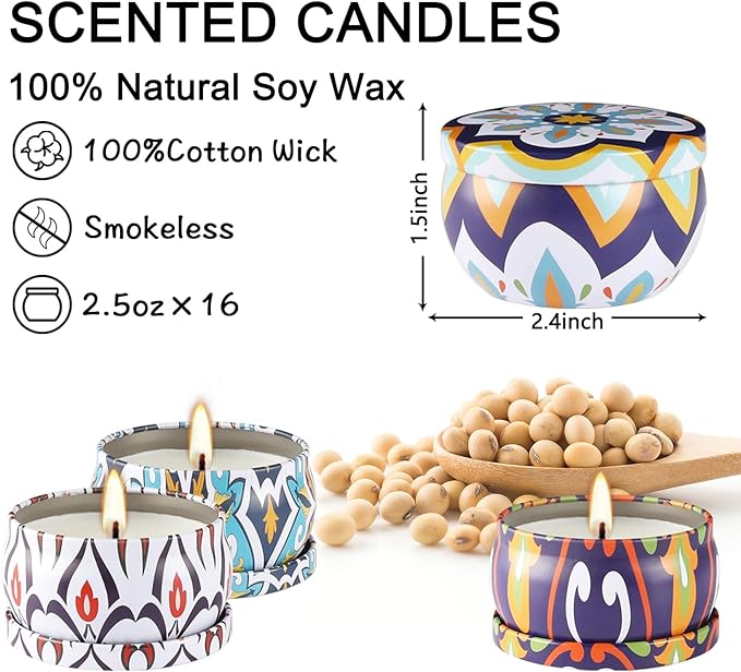 16 Pack Scented Candles Gift Set- Aromatherapy Candle Gifts for Men, Woman-Men Candle Set,Ideal Gift for Travel Home Décor