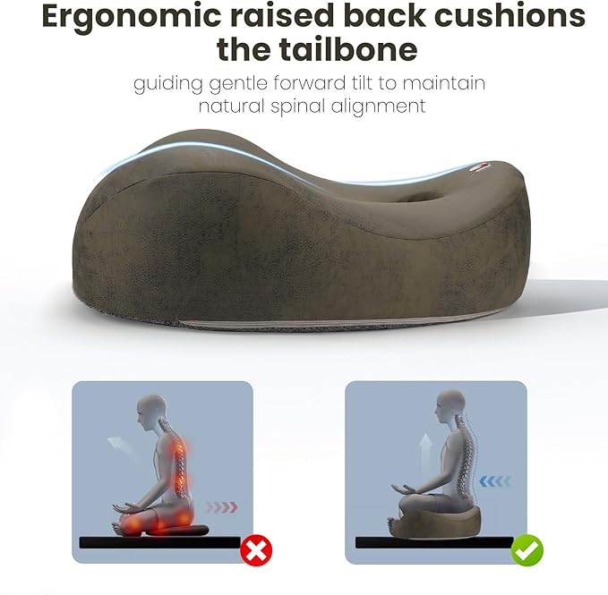 Meditation Cushion & Floor Pillow Seat - Ergonomic Comfortable Memory Foam Set Relieves Numbness Tailbone & Hip Pain from Long Sitting, idea for Reading, Yoga.