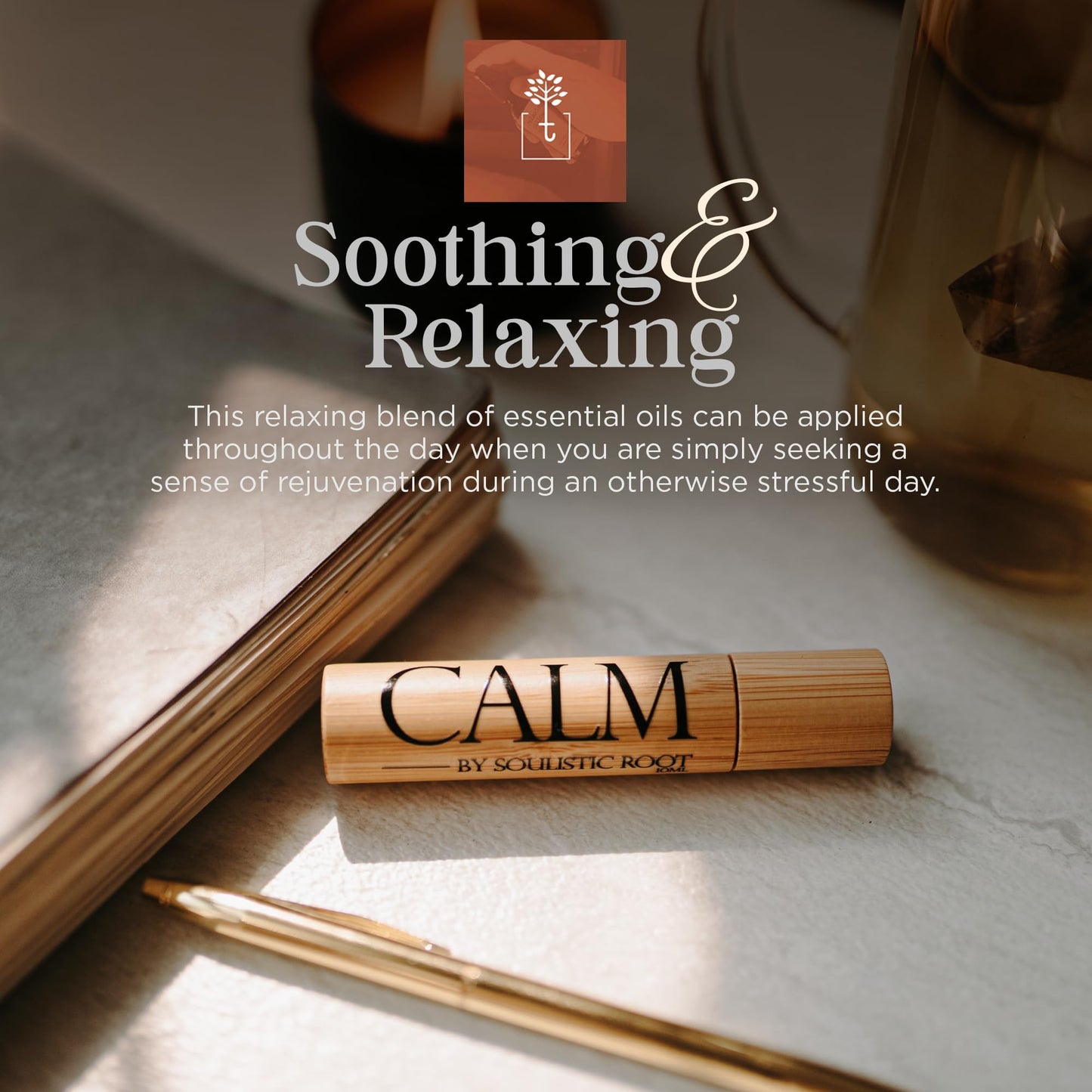 Soulistic Root Calm Essential Oil Roll On for Women – Aromatherapy Blend w/Lavender, Chamomile, Clary Sage – Rollerball for Relaxation, Self Care, Skin, Massage, Wellness & Gift Ideas – 10ml Bottle
