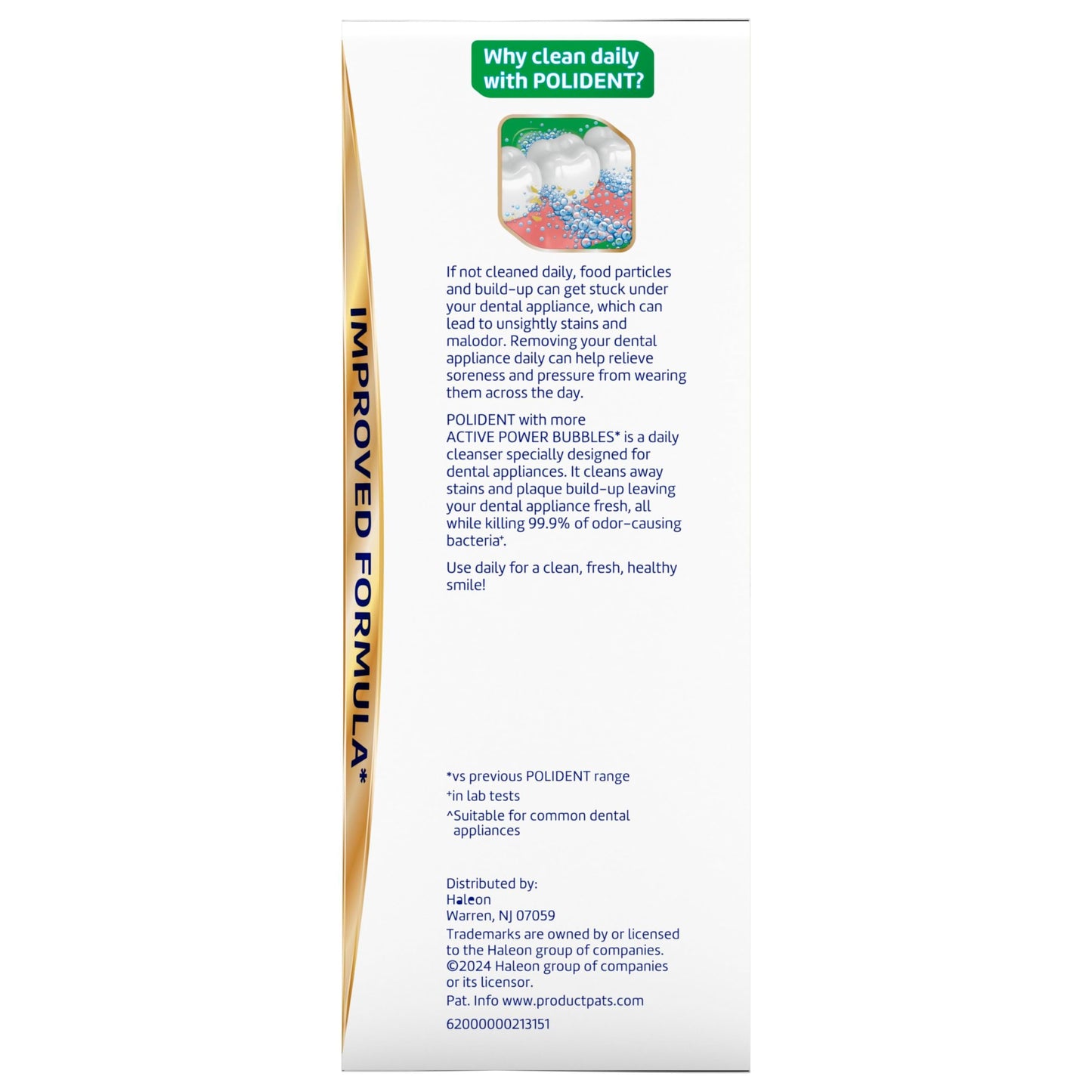 Polident Overnight Whitening Antibacterial Dental Appliance Cleanser Tablets, 60 Count