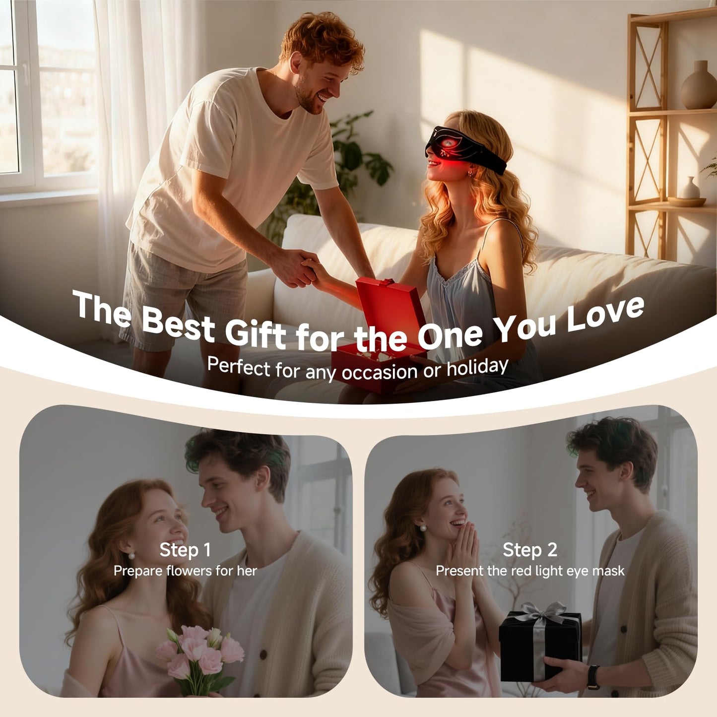 Red Light Therapy Eye Mask – 3 Modes Under-Eye Massager for Dark Circles, Puffiness & Fine Lines | Anti-Aging Eye Care Device for Men & Women, 10-Minute Daily Use