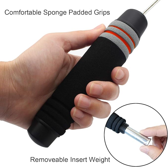 Benvo Weighted Ropeless Jump Rope Cordless Speed Rope Skipping Rope for Double Unders, Exercise, WOD, Boxing, MMA Beachbody Training Fitness- Updated Version