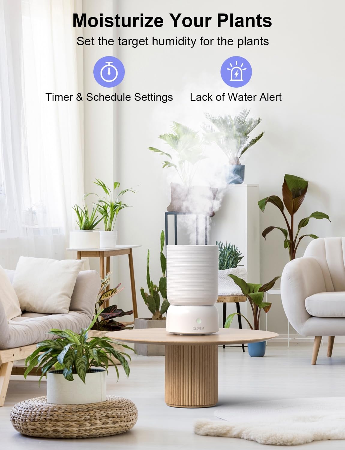 CLEVAST Smart Humidifier for Bedroom, 3L Top Fill Cool Mist Ultrasonic Air Humidifiers with Essential Oil Diffuser, Ultra Quiet for Baby Nursery, Plants, Home, Office (3 Liters Smart Version)