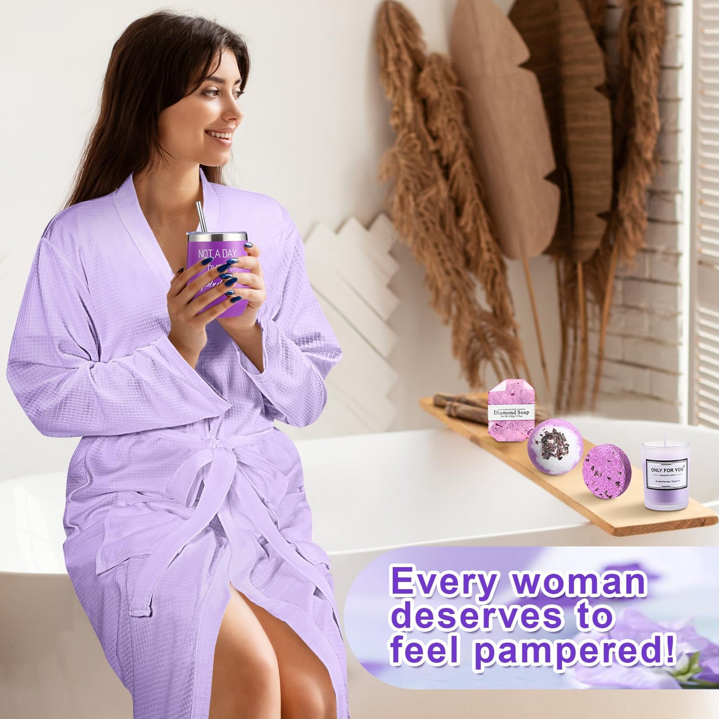 Nuogo 13 Pcs Birthday Gifts for Women Mothers Day Gifts Spa Basket Set for Women Mirrors Socks Steamers Jewelry Case Bath Robe Mom nurse Girlfriend Wife