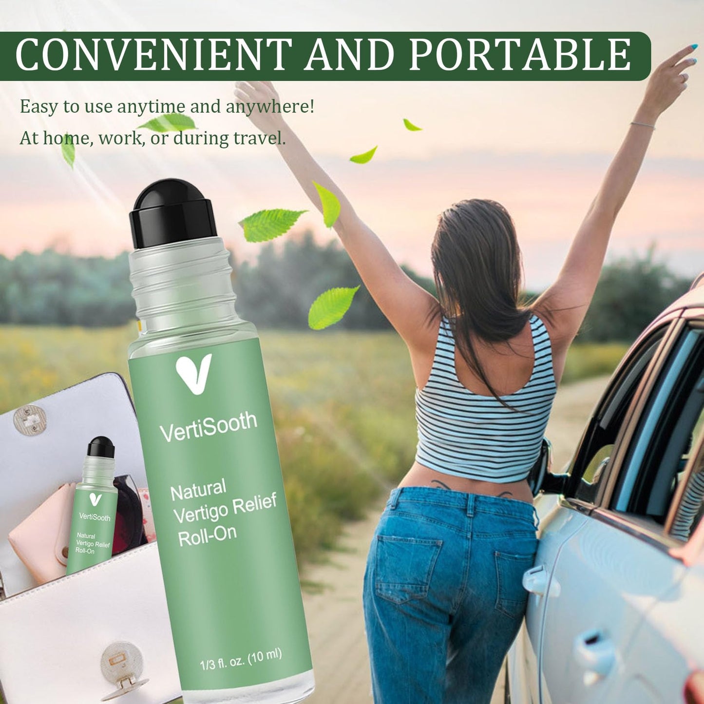 Vertisoothe Anti-Dizzy Roll-On, Natural Vertigo Relief Roll-On, Vertigo and Dizziness Support Roller with Lavender, Ginger, Mint Essential Oil, Easing Nausea, Fast-Acting Combat Travel Sickness (2Pcs)