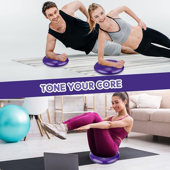 Jerify 4 Pcs Wiggle Seat Flexible Inflated Wobble Cushion Stability Balance Pad Balance Disc Sensory Seat for Men Women Fitness Physical Exercise Improving Posture Home Office