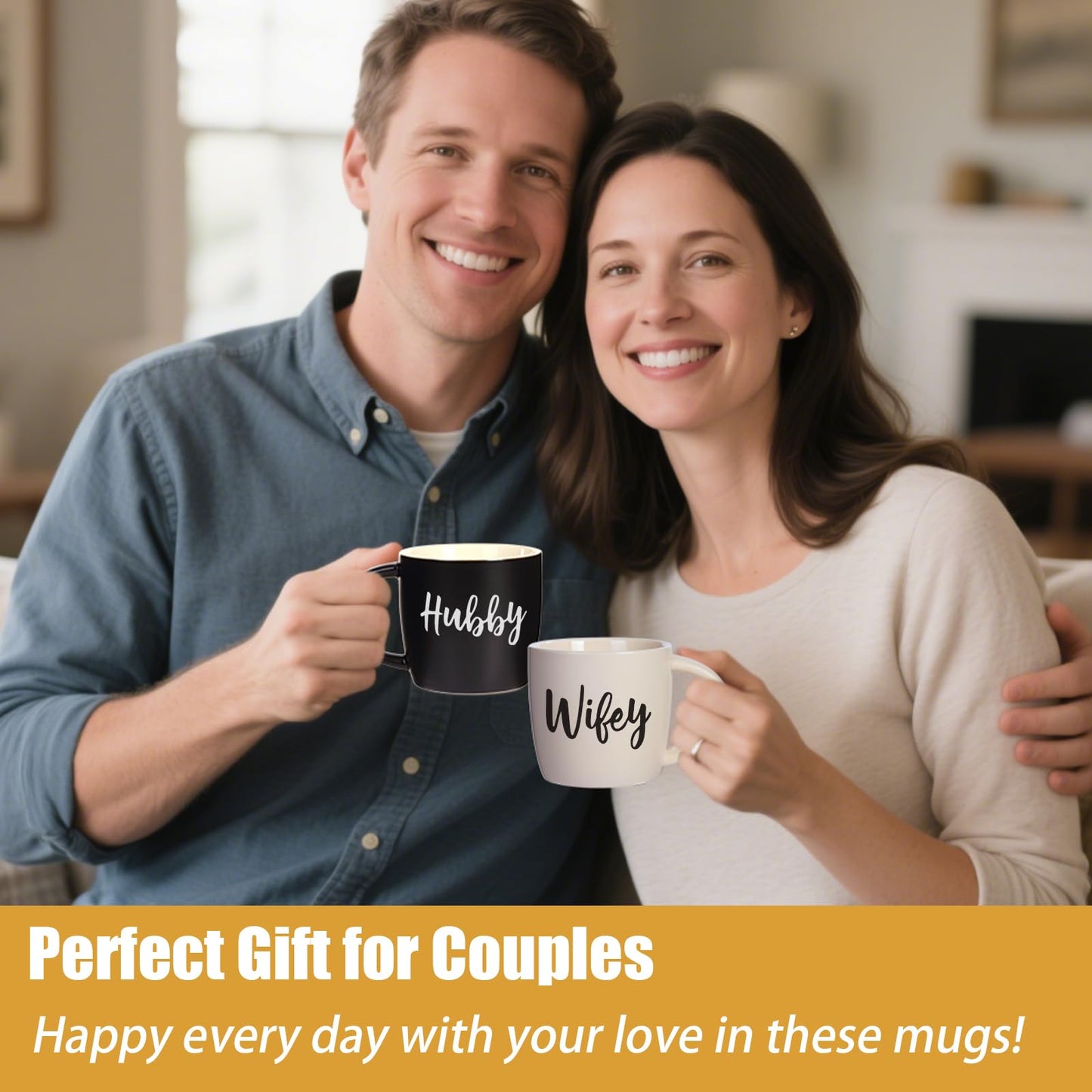 Wedding Gifts for Couples,Hubby & Wifey Wedding Coffee Cup Set,Bridal Shower Gifts for Bride and Groom, Newly-Married Anniversary for Him/HerďźMr and Mrs Gift