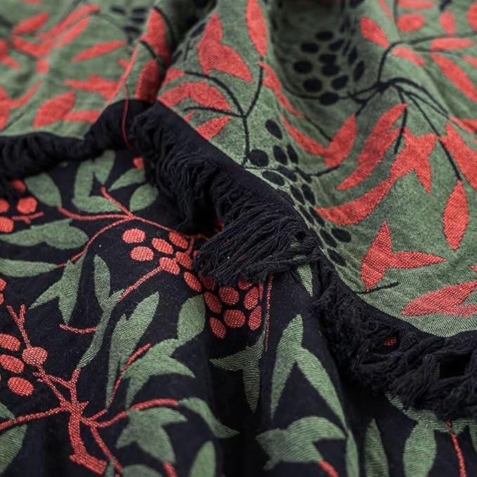 Boho Throw Blankets 90"x98",100% Organic Cotton Blanket Floral Printed Bed Blankets Lightweight Muslin Throw Cotton Quilts Knitted Travel Muslin Farmhouse Cozy Blankets